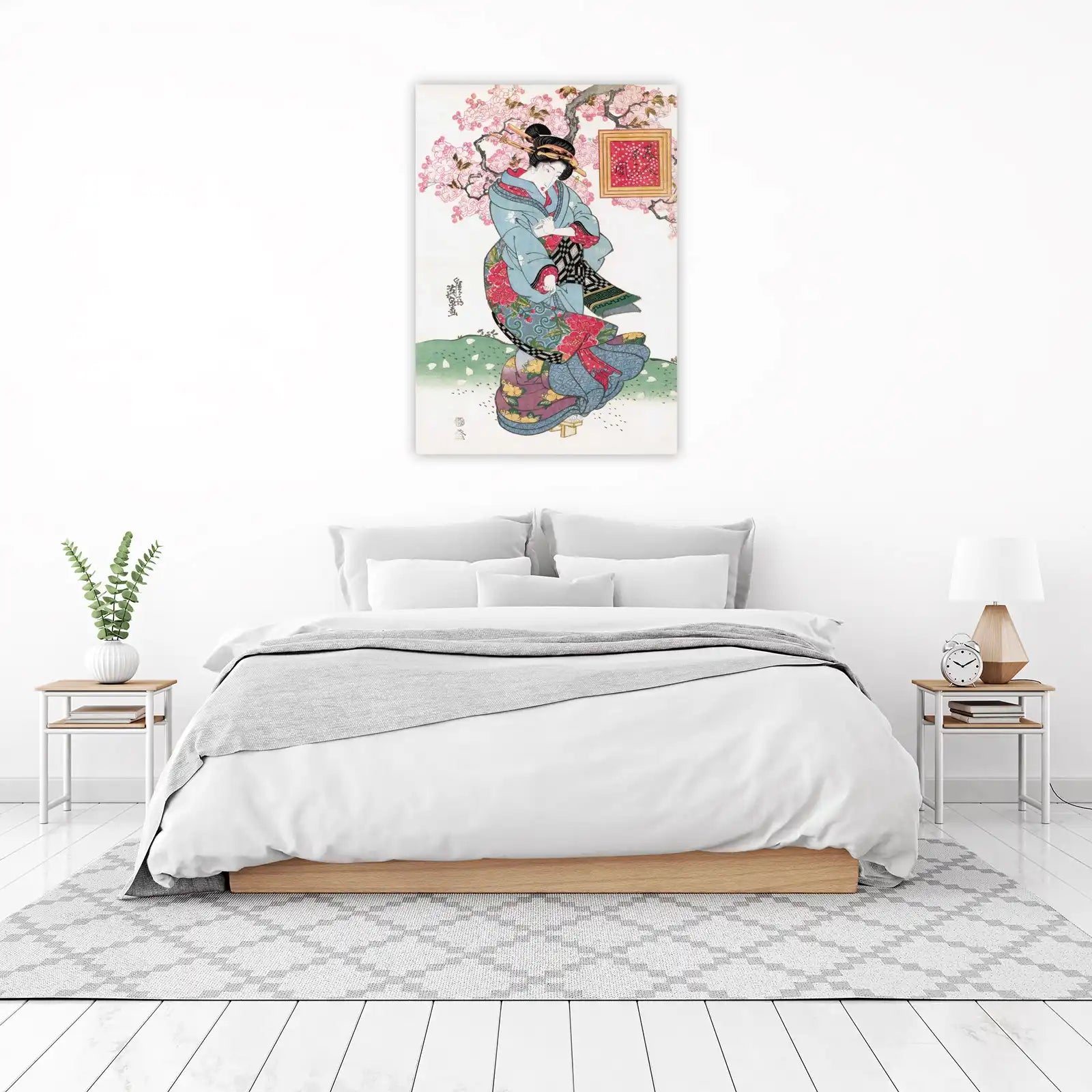 Elegant Geisha Cherry Blossom Wall Art