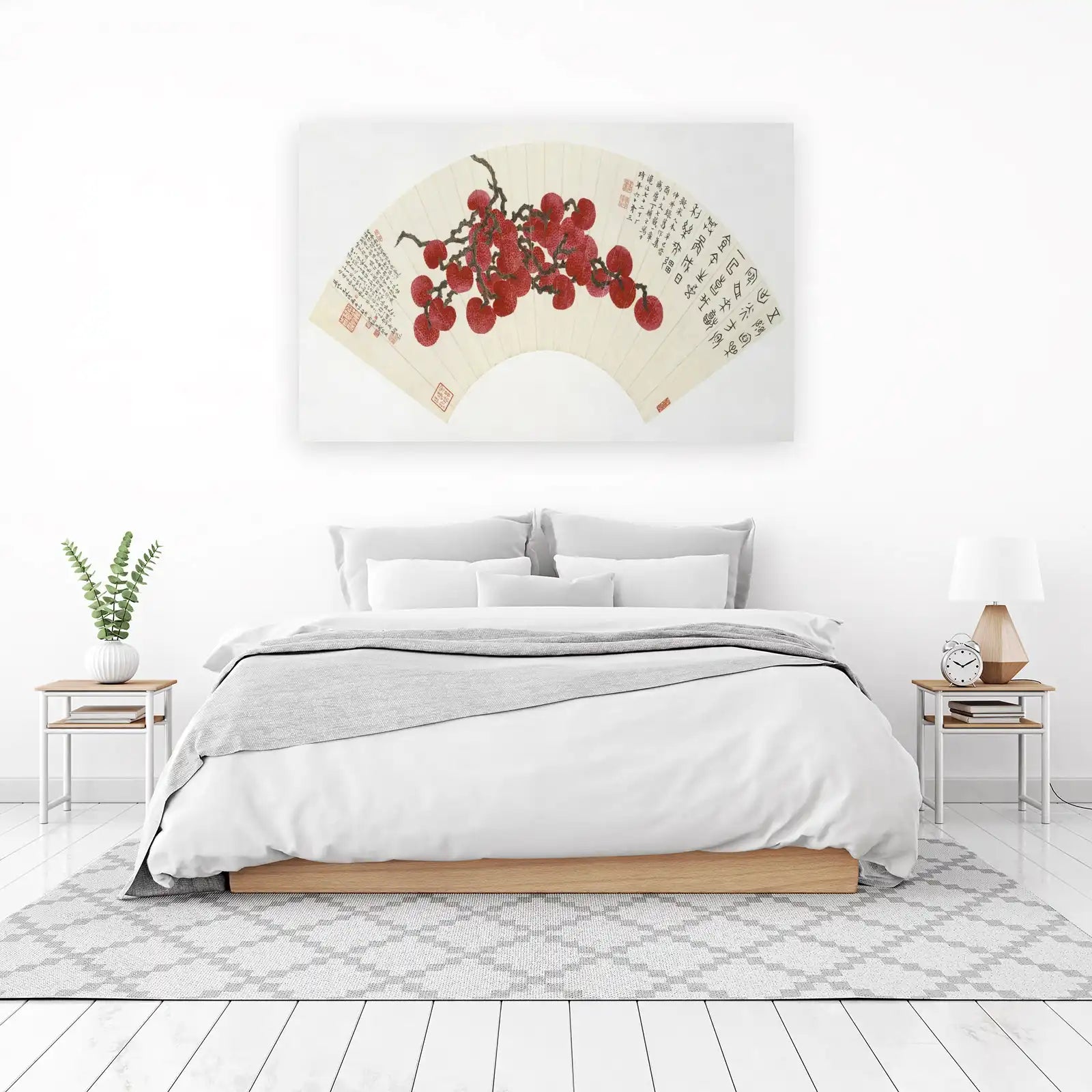 Vibrant Lychee Branch Fan Wall Art