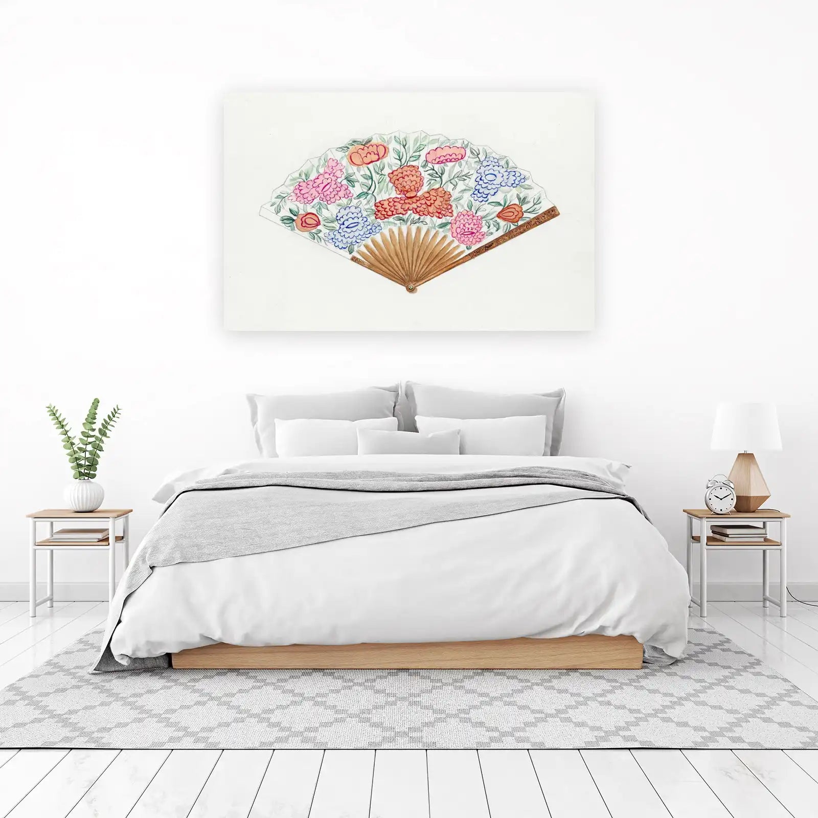 Vintage Floral Fan Watercolor Wall Art Wall Art