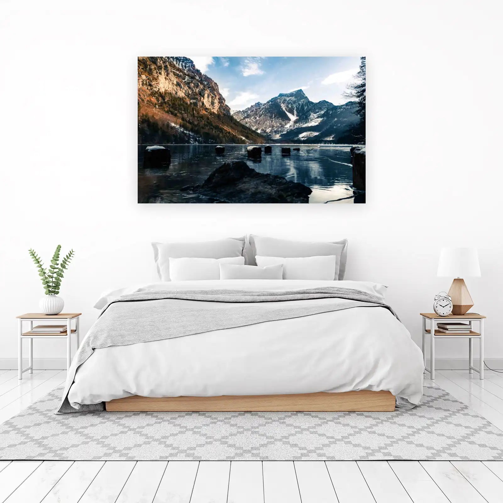 Frozen Lake Mountain Landscape Wall Art