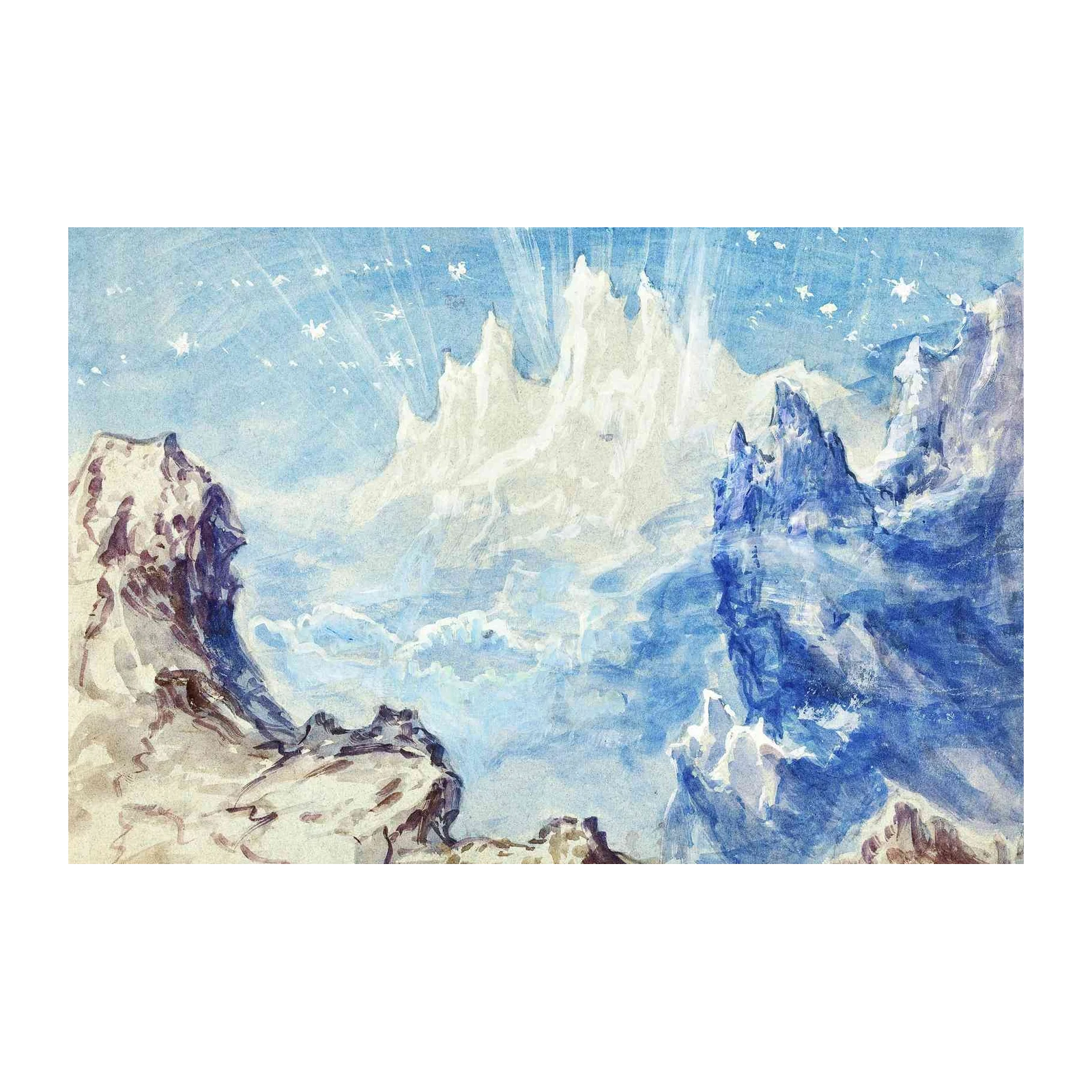 Majestic Mountain Landscape Watercolor Wall Art