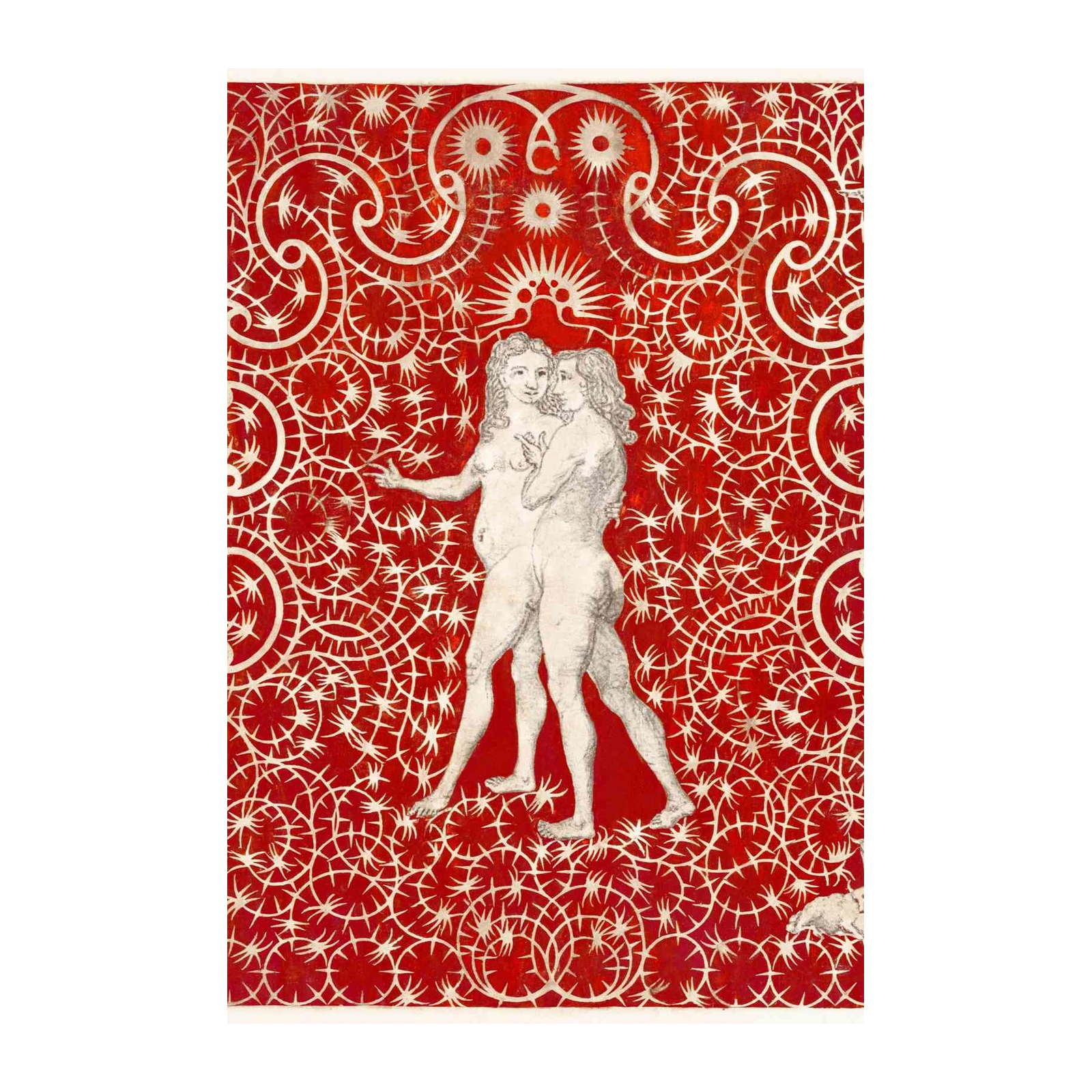 Adam & Eve Baroque Couple Red Wall Art
