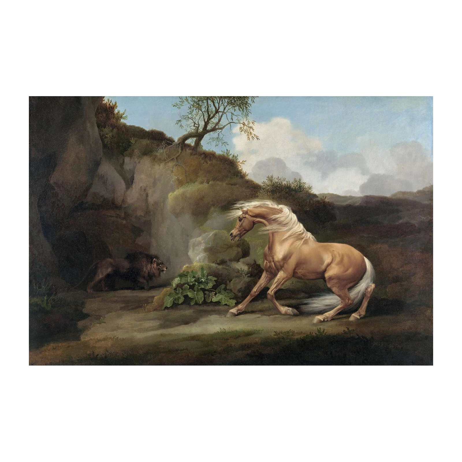 Dramatic Horse & Lion Encounter Wall Art