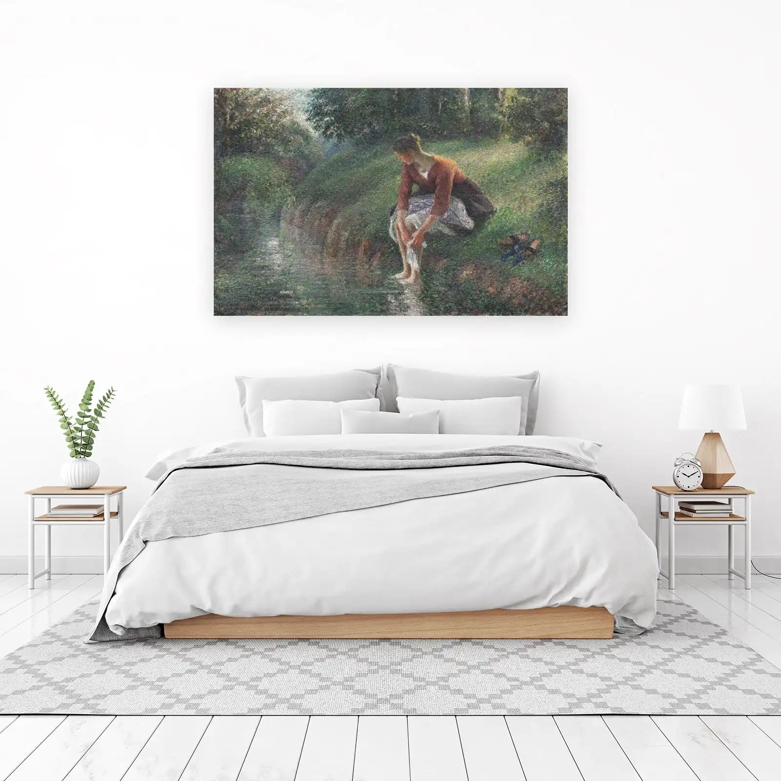 Serene Washer Woman by Water Wall Art