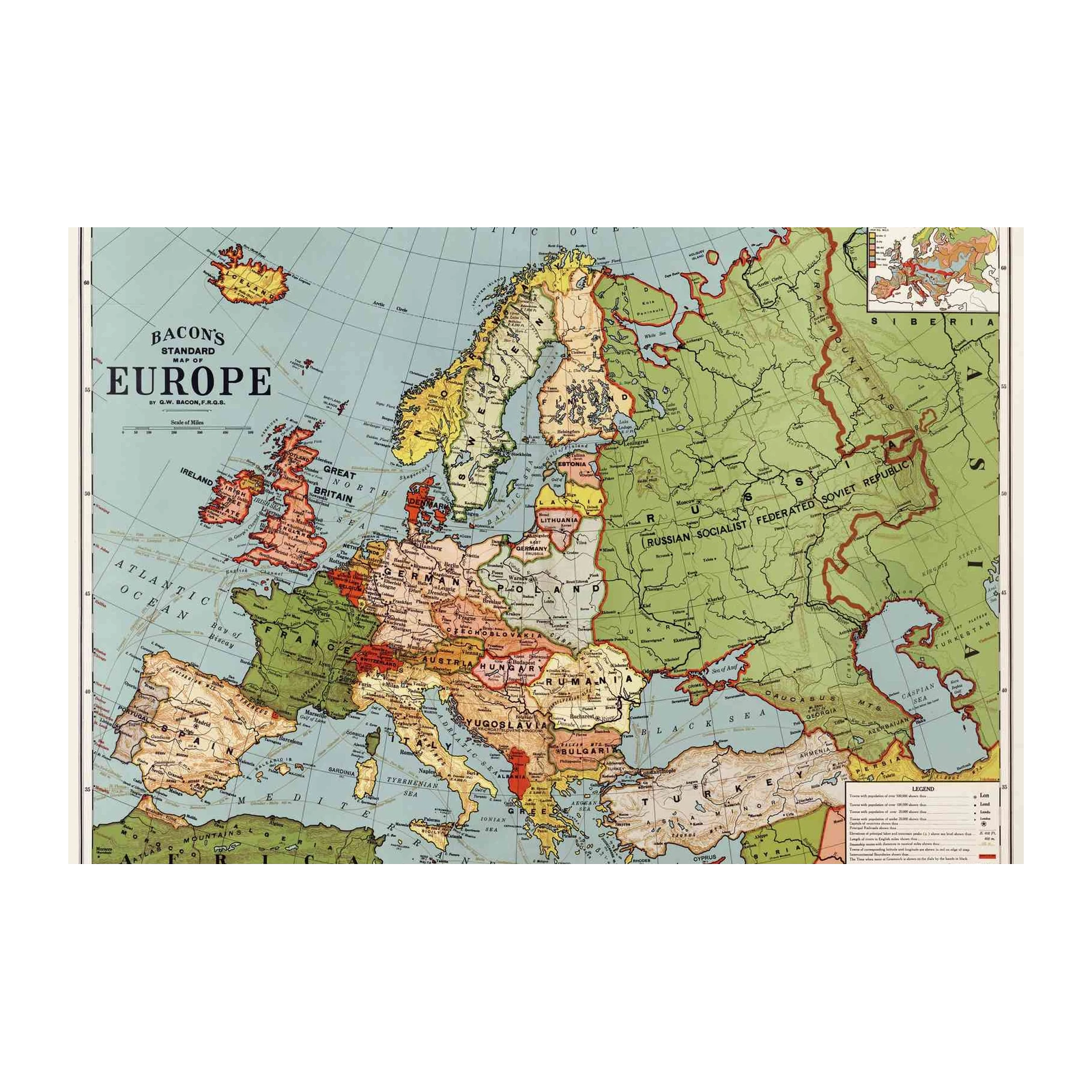 Vintage Europe Map Wall Art - Historical Geography Decor