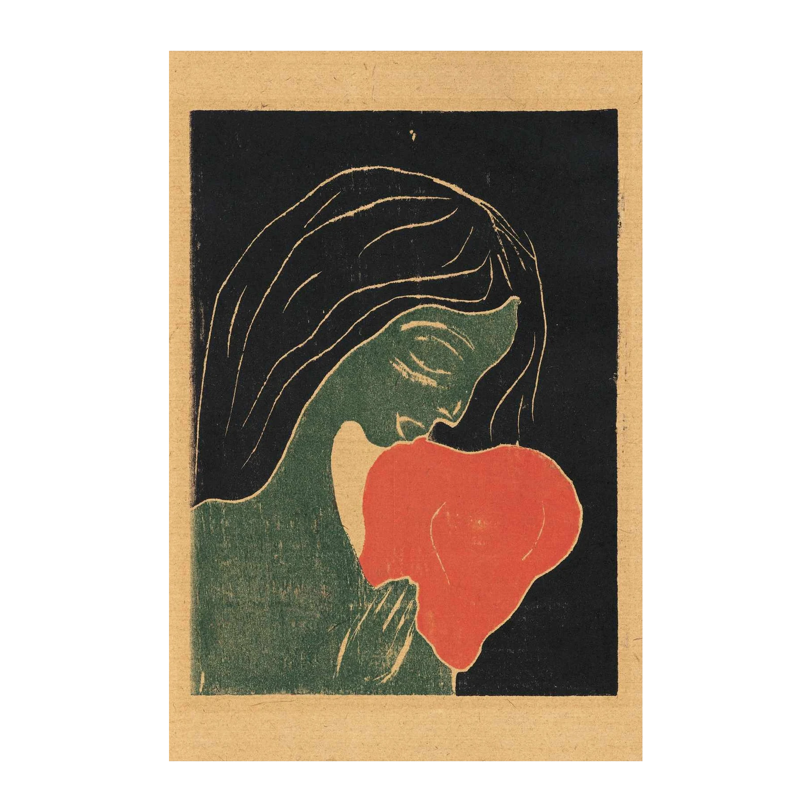 Serene Woman Red Poppy Wall Art