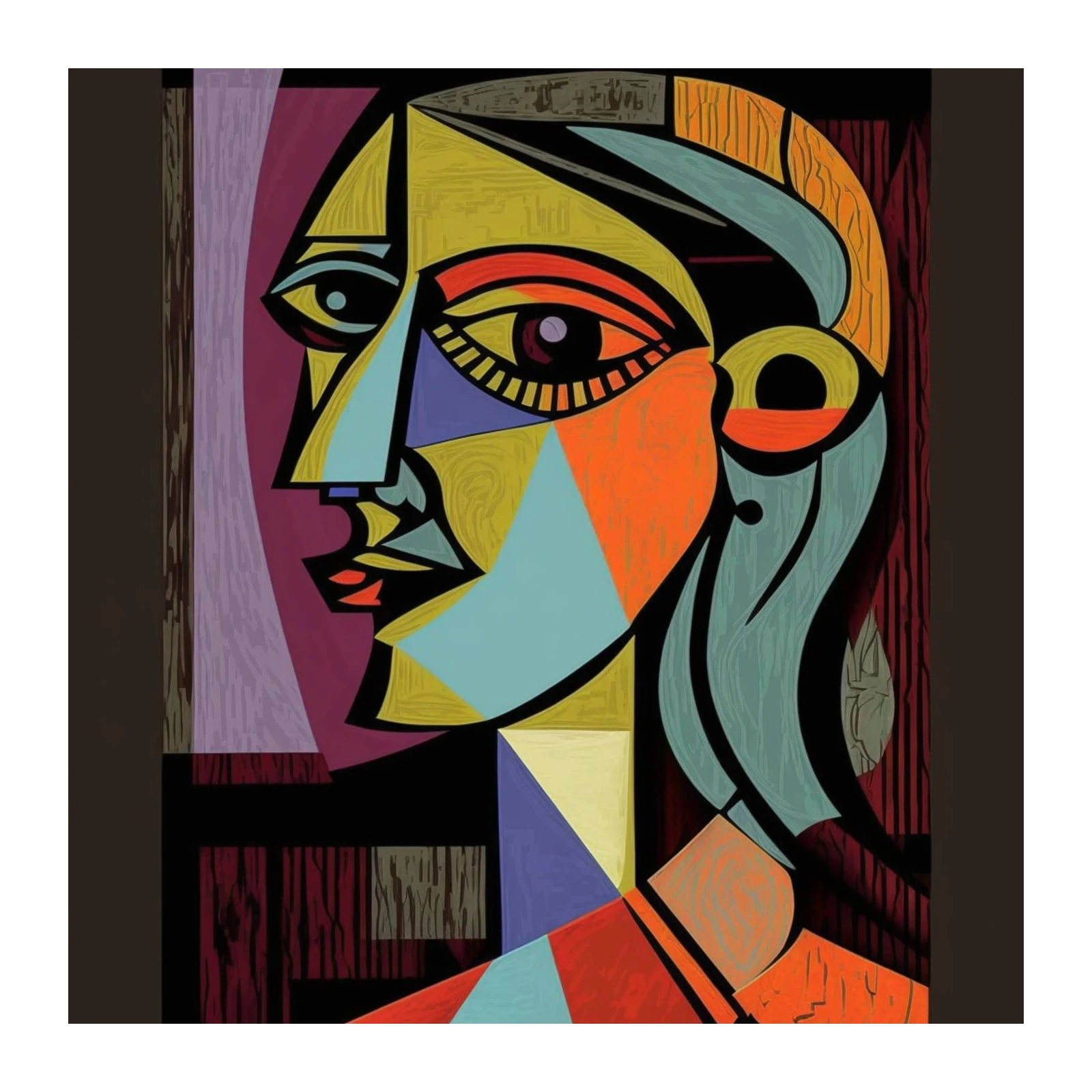 Abstract Cubist Portrait Wall Art
