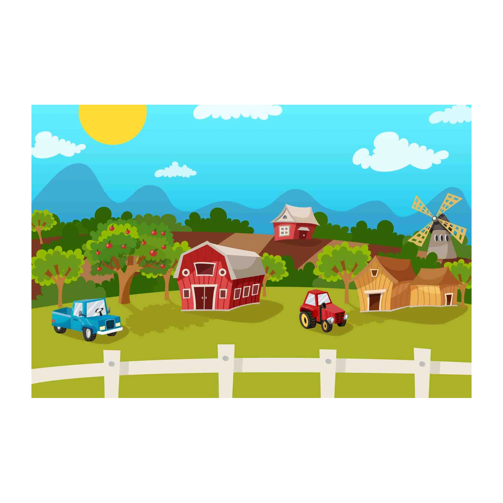 Vibrant Farm Life Landscape Wall Art
