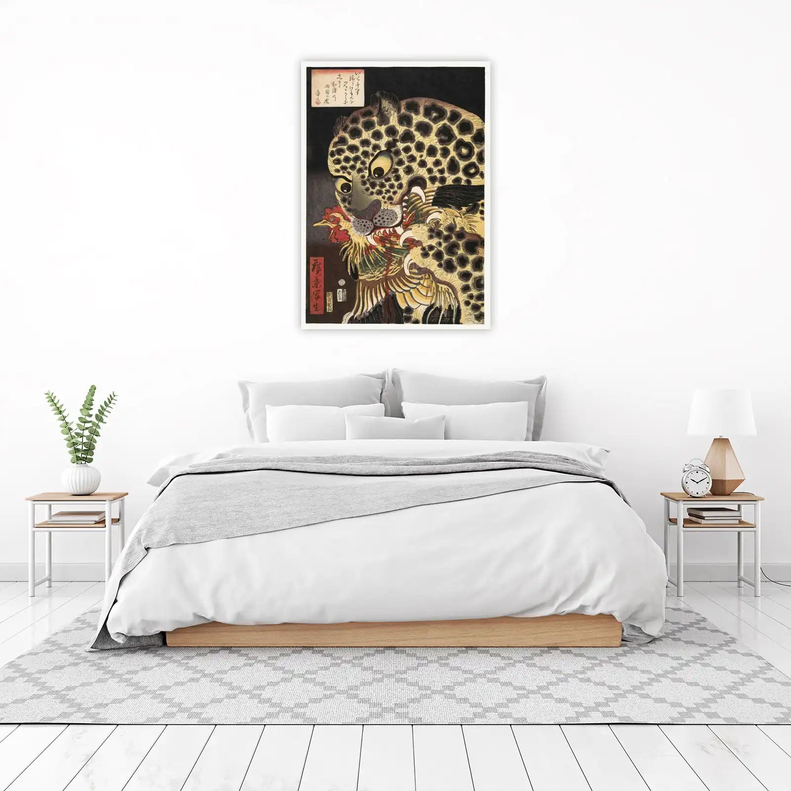 Japanese Leopard & Rooster Art Wall Art