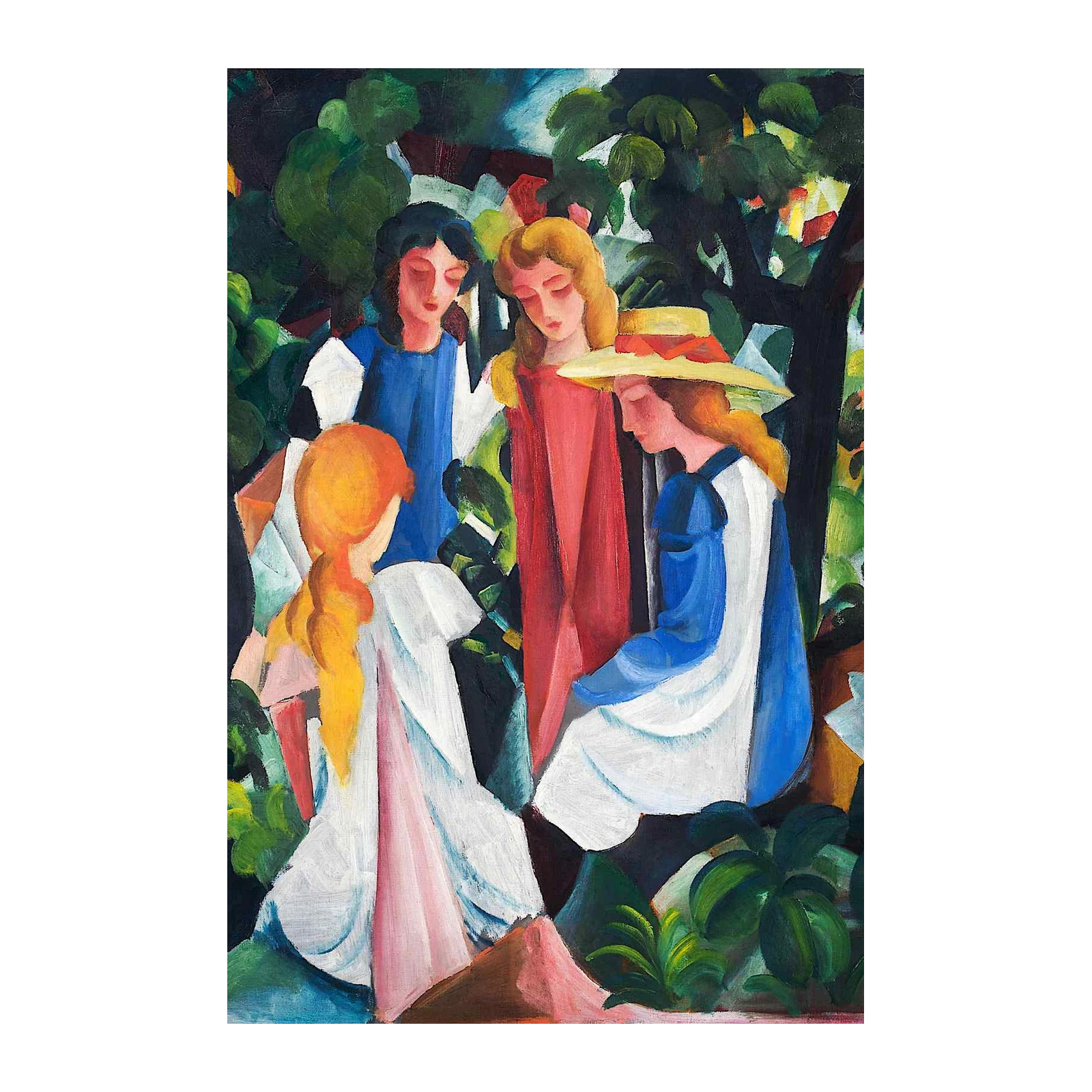 Vibrant Garden Scene Women Wall Art | Modern Art