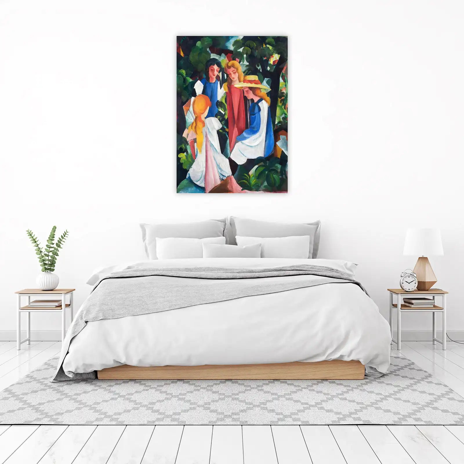 Vibrant Garden Scene Women Wall Art | Modern Art