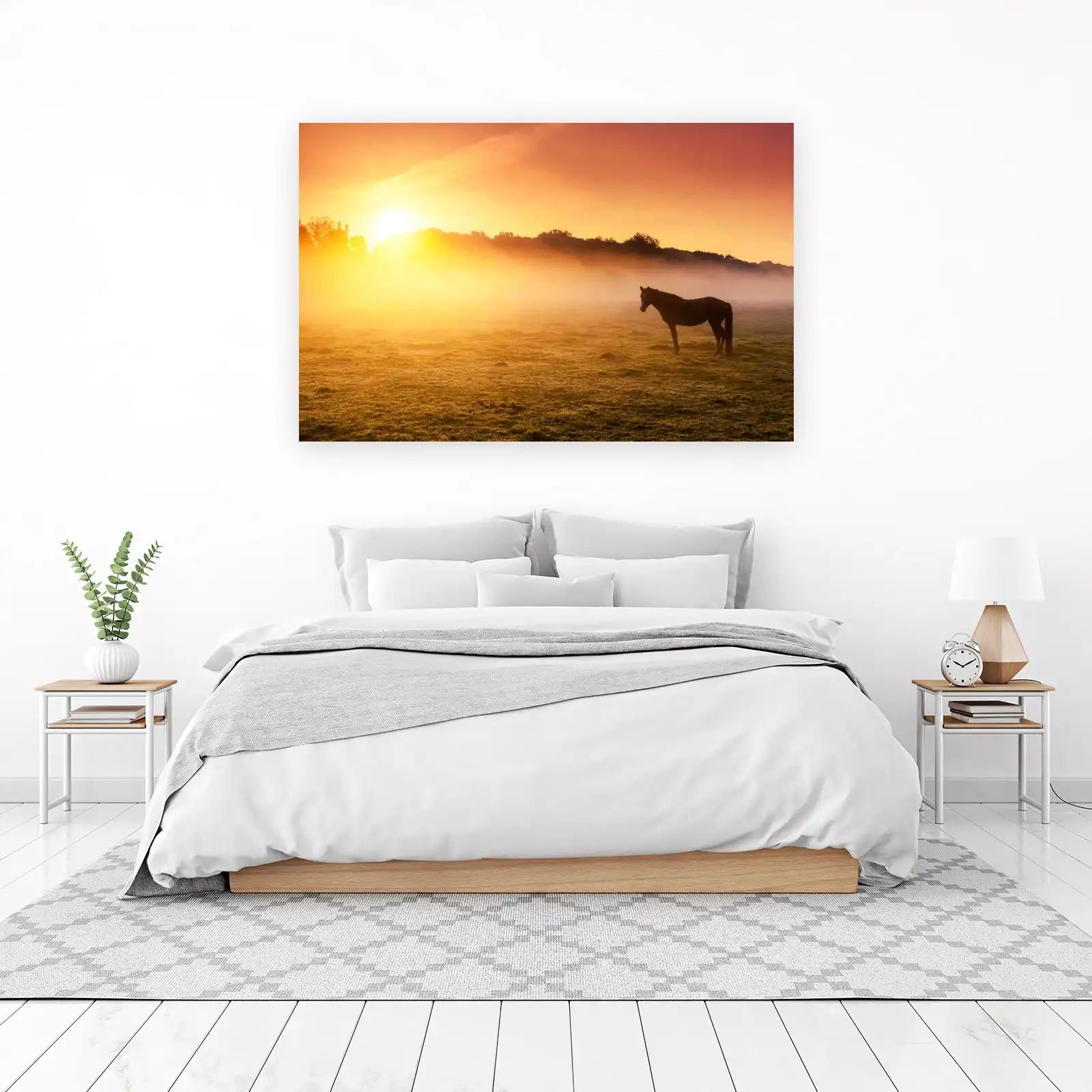 Majestic Horse Sunrise Landscape Wall Art