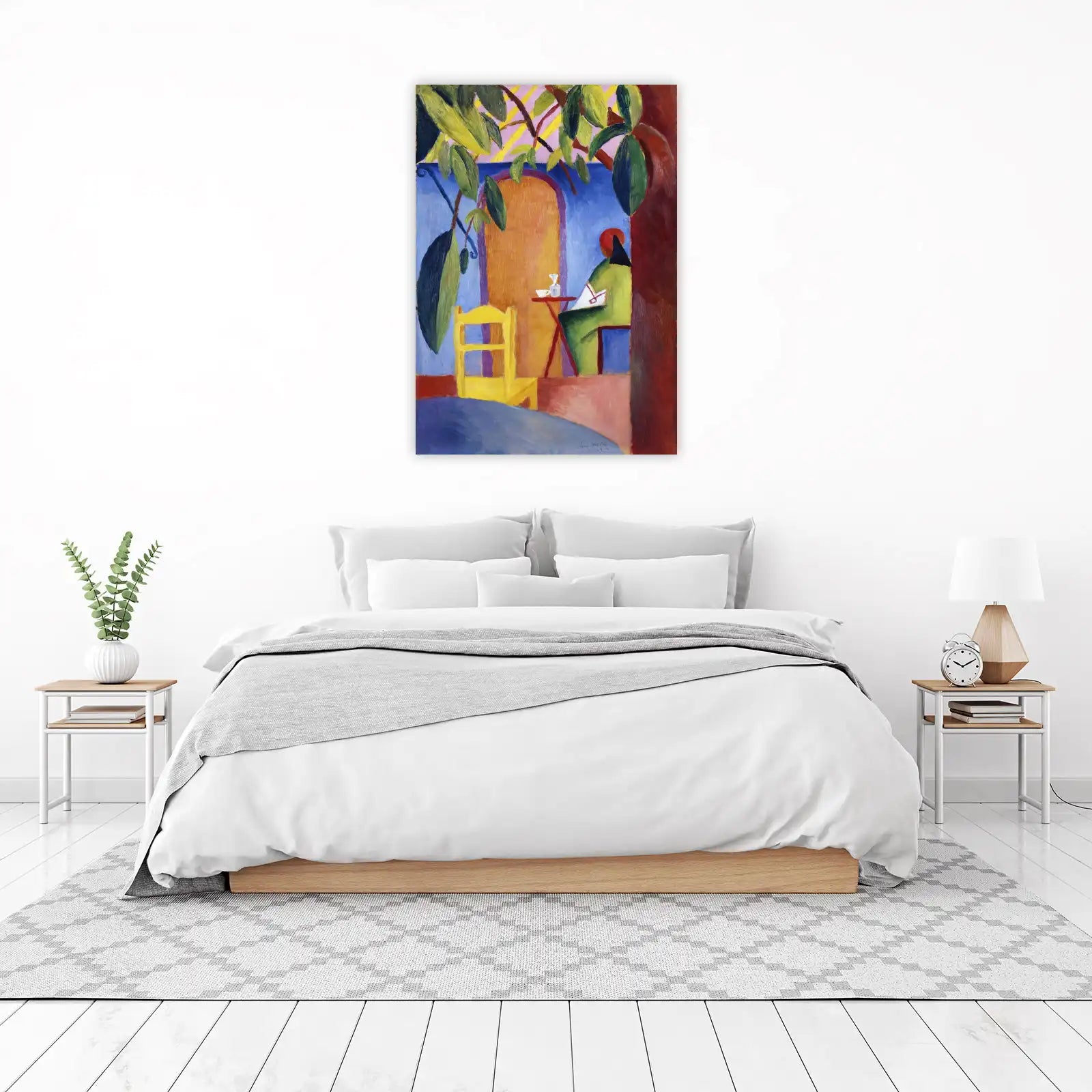 Vibrant Cafe Scene Yellow Chair Wall Art