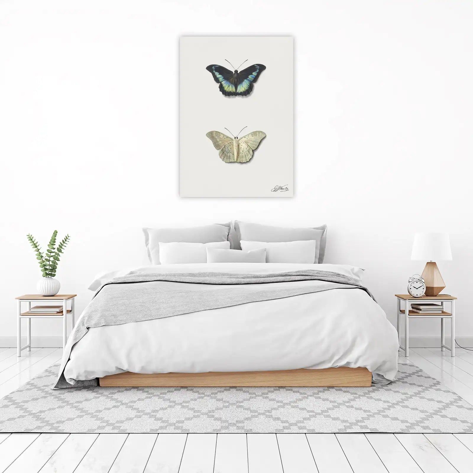 Elegant Butterfly Duo Vintage Botanical Art Wall Art