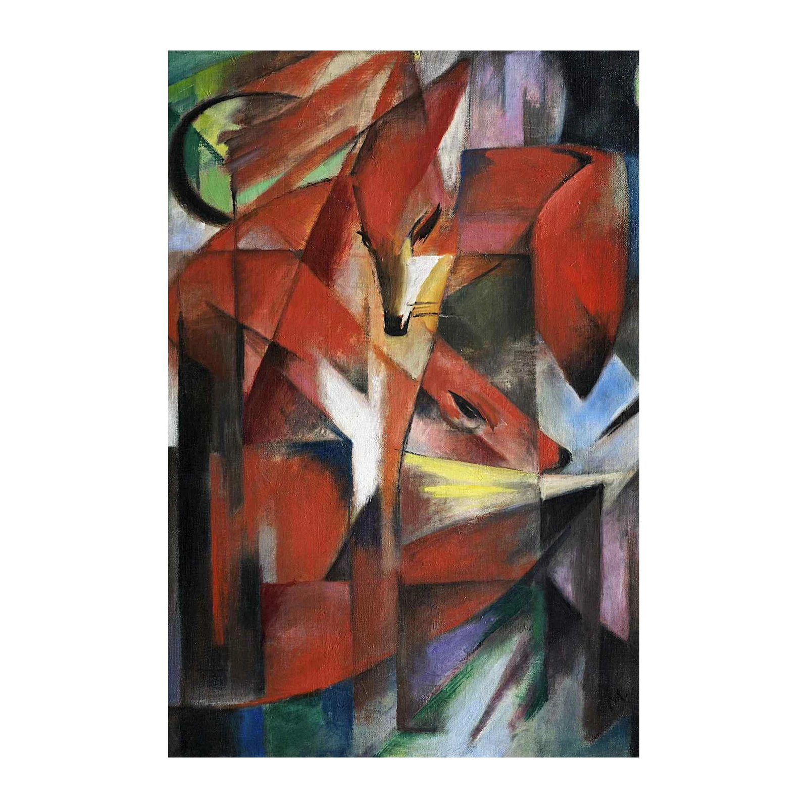 Vibrant Foxes Cubist Style Wall Art