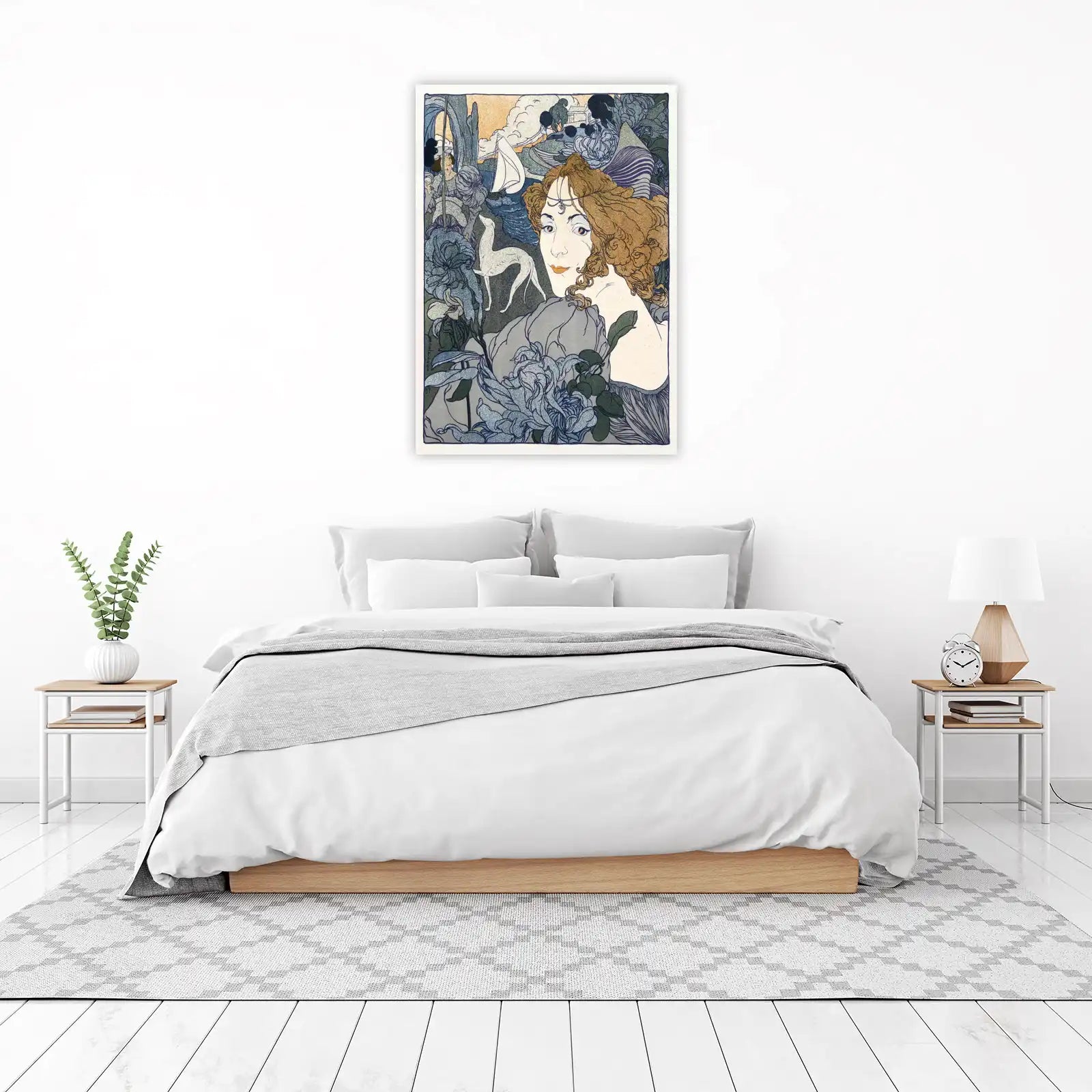 Art Nouveau Lady & Greyhound Wall Art