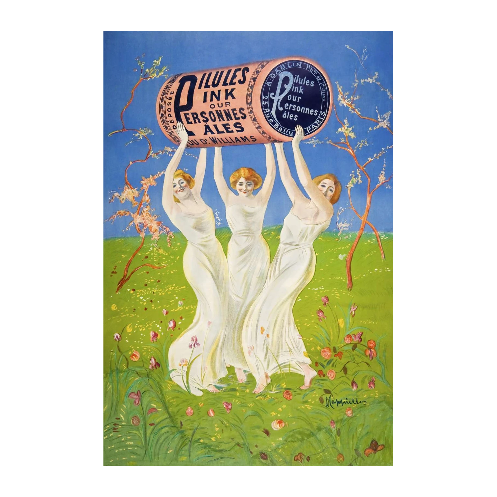 Vintage Ink Ad Art Nouveau Ladies Wall Art