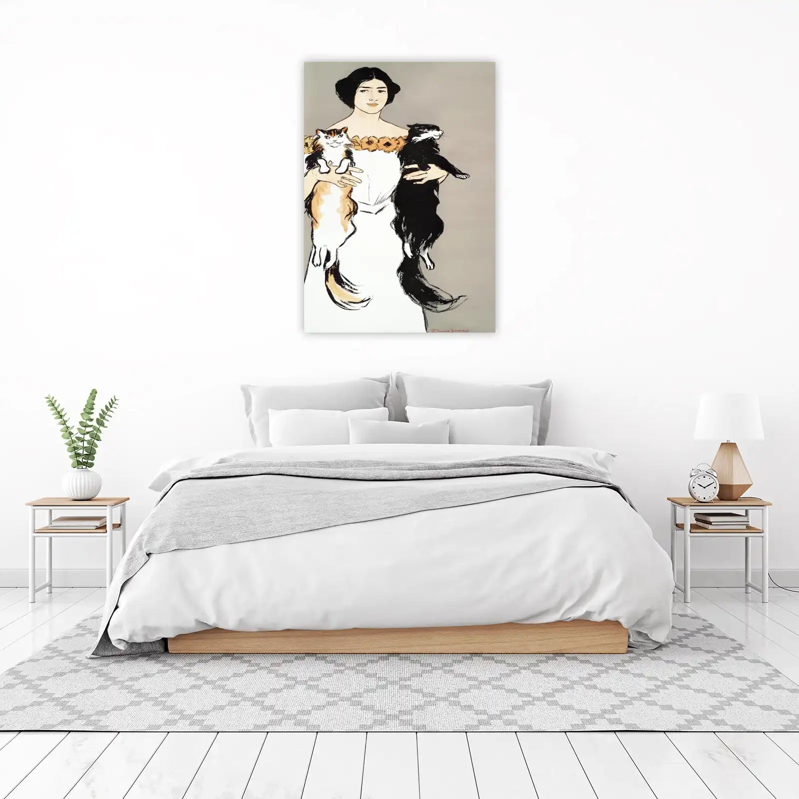 Elegant Woman with Cats Vintage Poster Wall Art