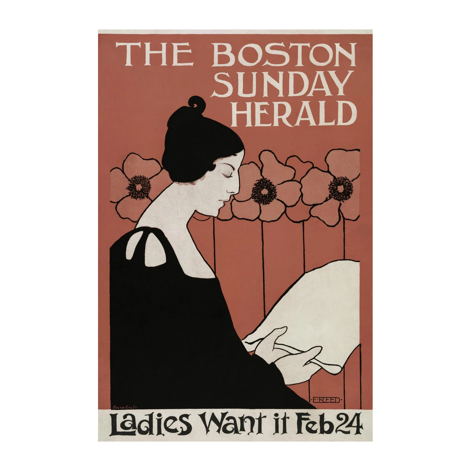 Vintage Lady Poppies Poster Wall Art