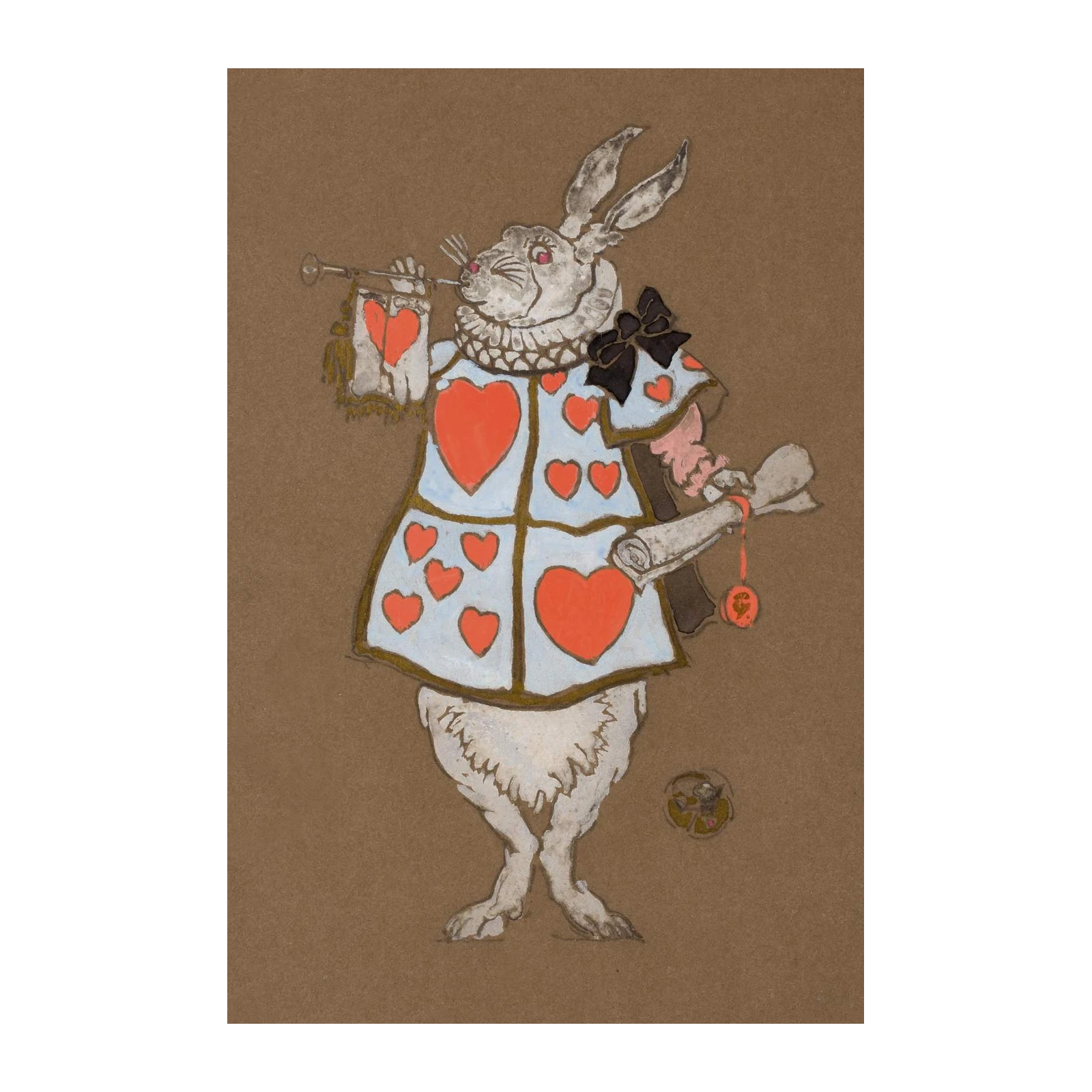 Whimsical White Rabbit Trumpet Wall Art