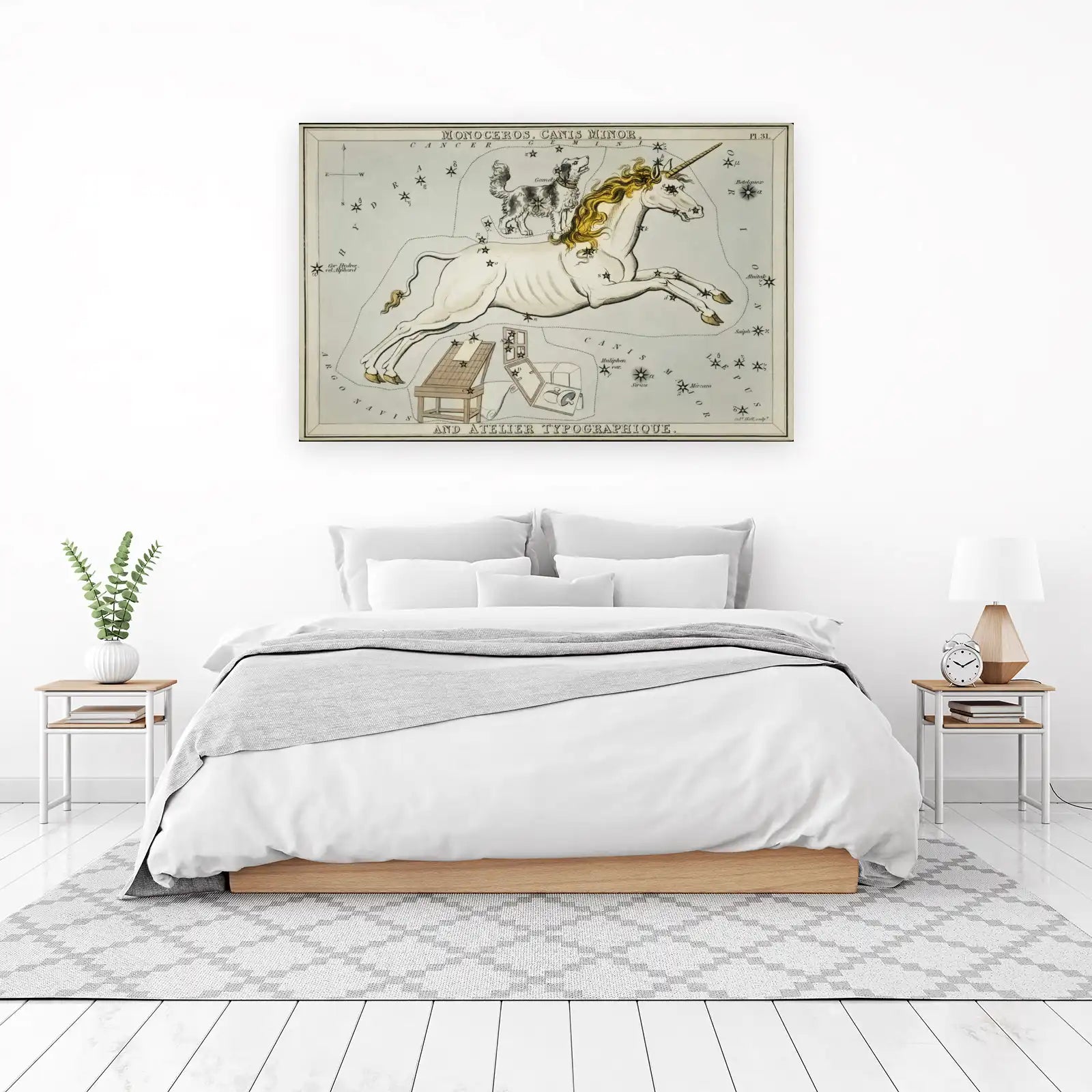Vintage Unicorn & Dog Constellation Wall Art