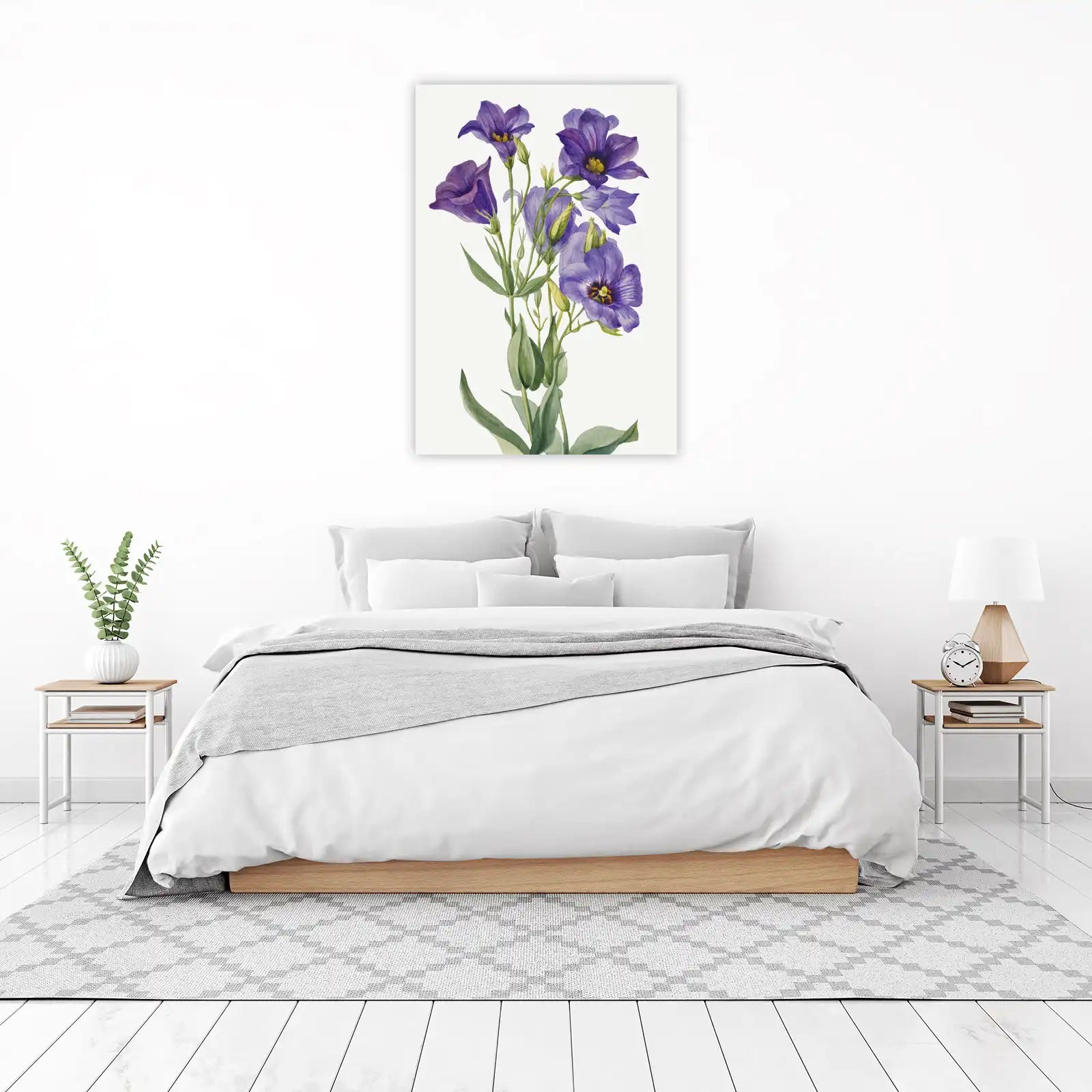 Elegant Purple Eustoma Floral Wall Art