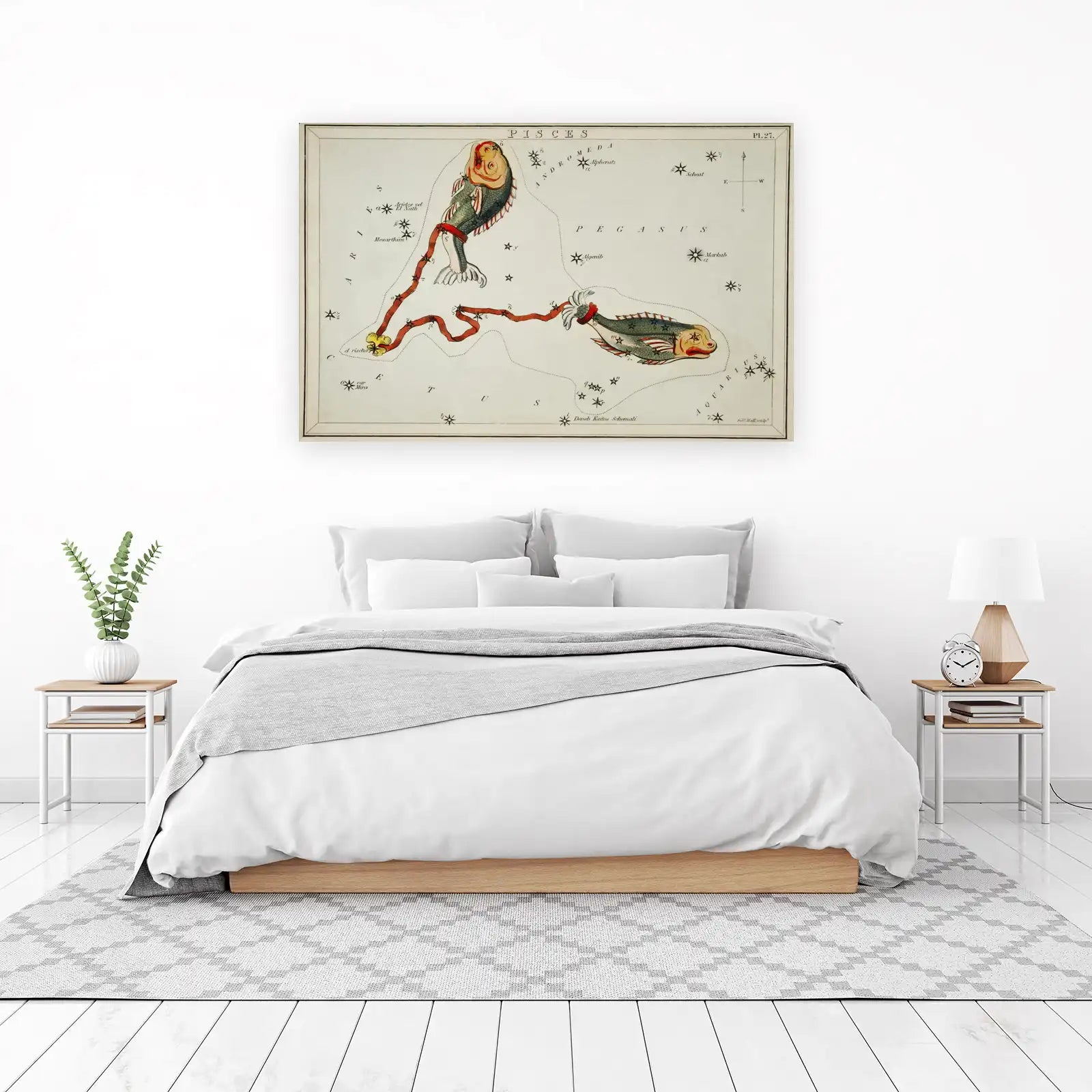 Vintage Pisces Constellation Wall Art