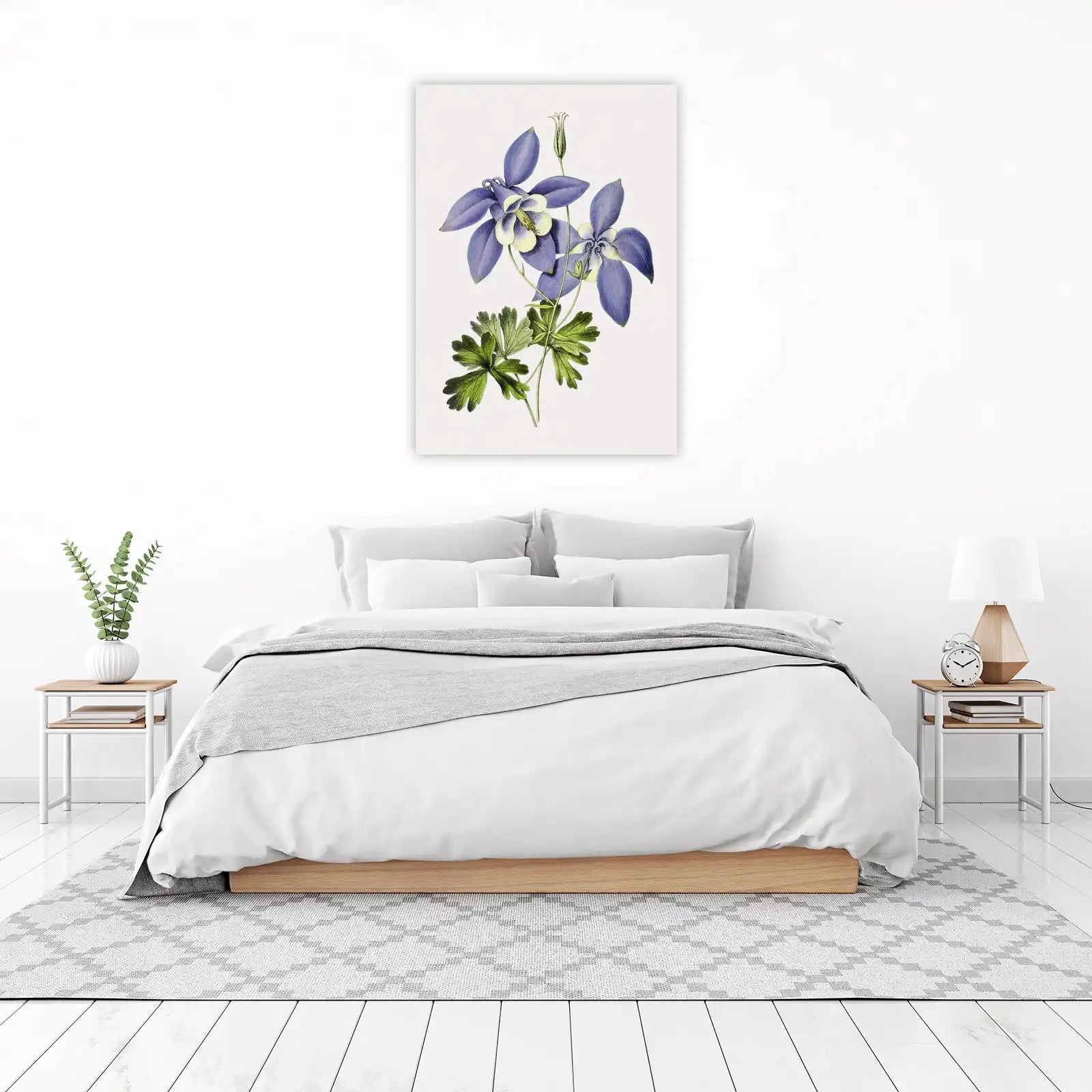Vintage Purple Columbine Botanical Wall Art