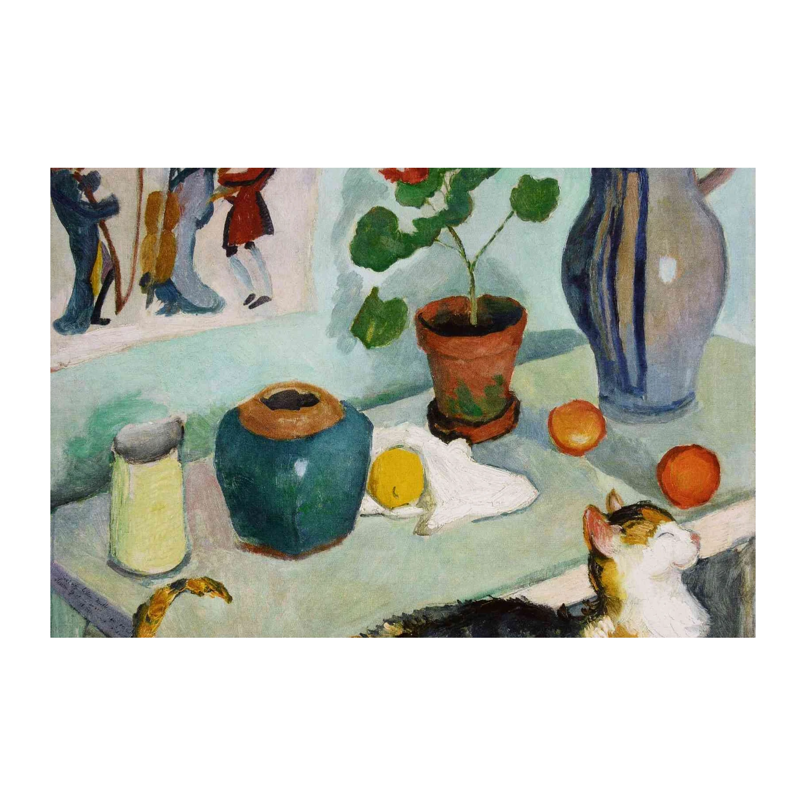 Vibrant Still Life with Cat Wall Art