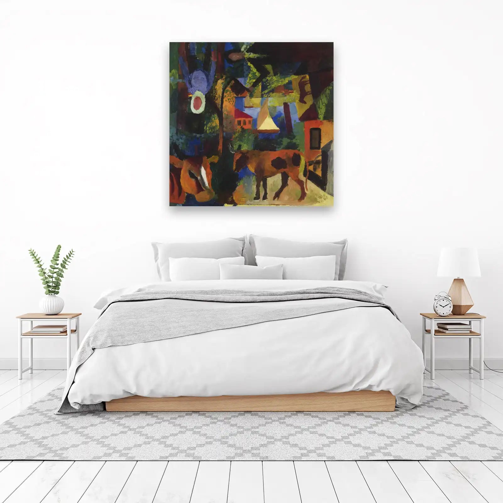 Vibrant Fauvist Cow & Sailboats Wall Art