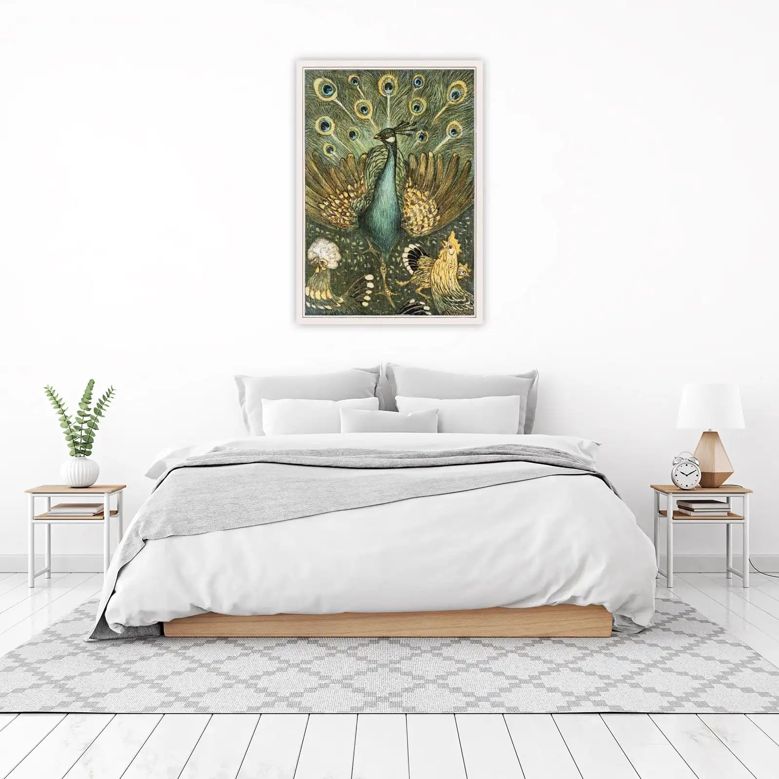 Majestic Peacock & Hens Vintage Art Wall Art