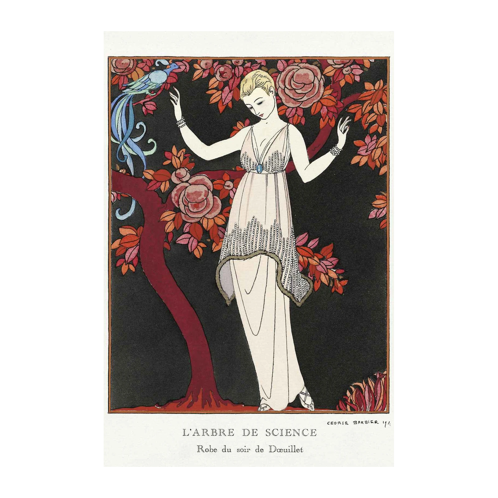 Art Deco Fashion Woman & Bird Wall Art