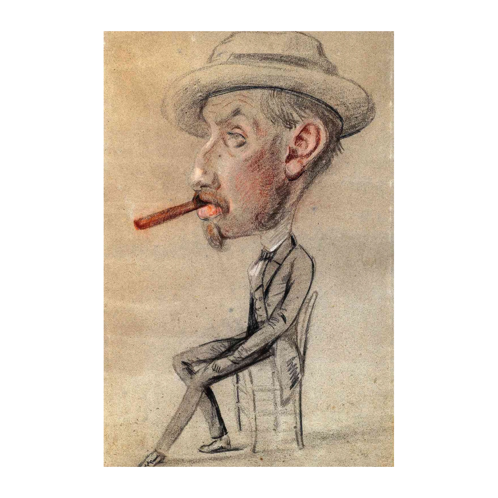 Vintage Gentleman Cigar Sketch Wall Art