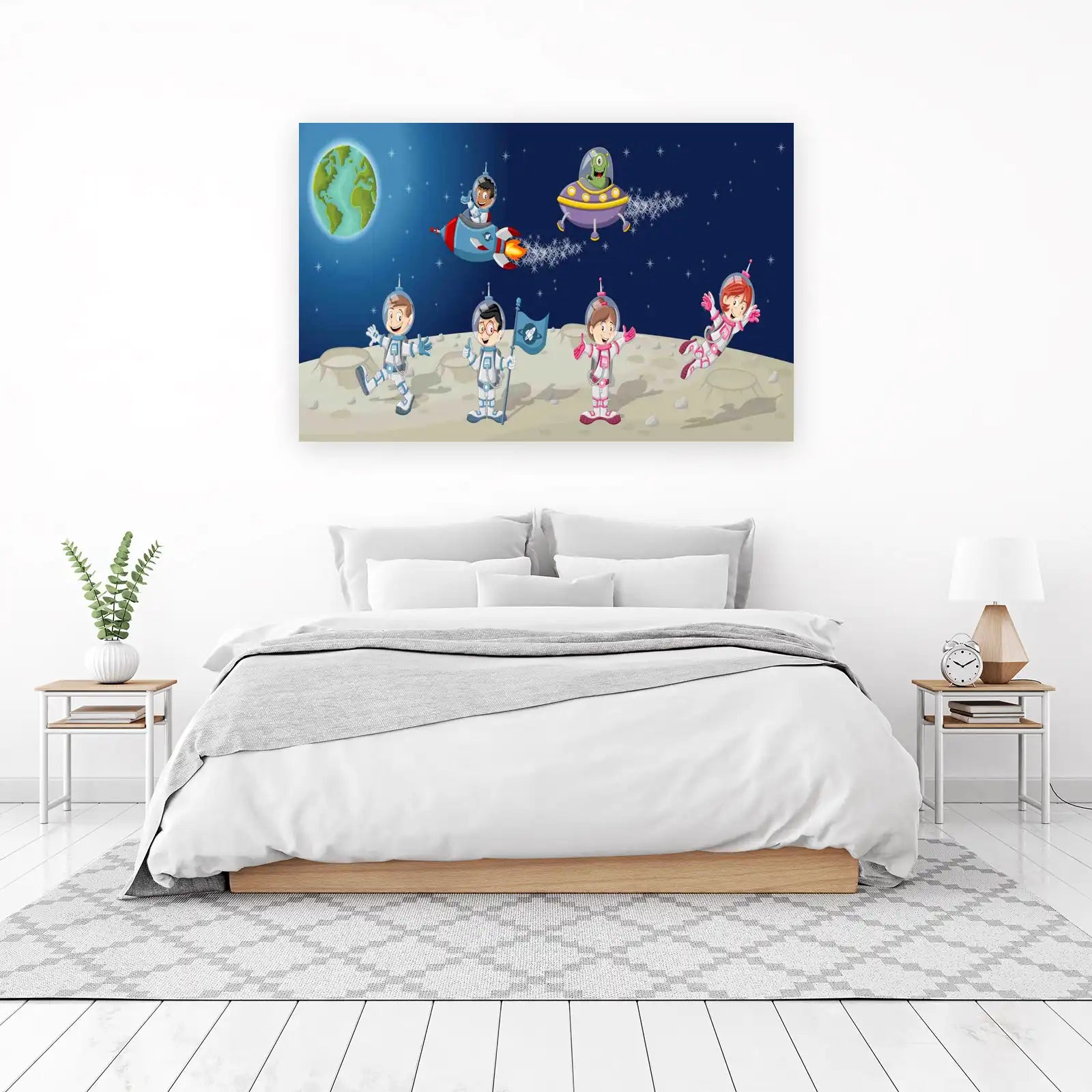 Fun Astronaut Kids Space Adventure Wall Art