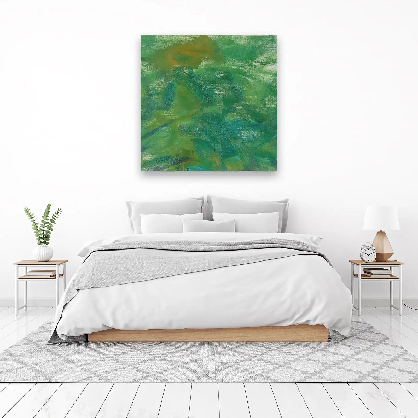 Vibrant Green Abstract Landscape Wall Art