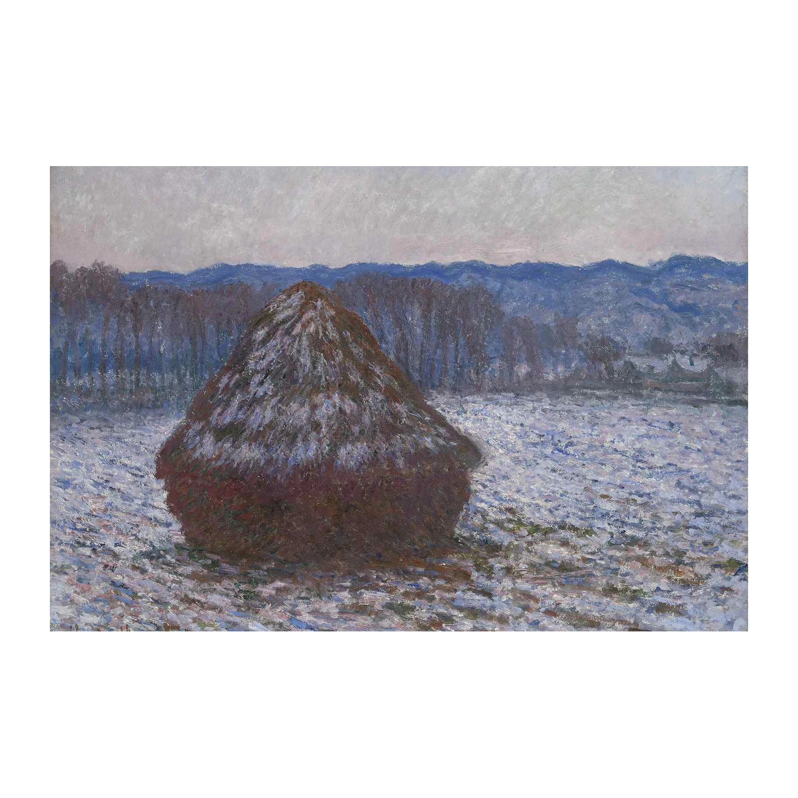 Monet Haystack Snow Landscape Wall Art