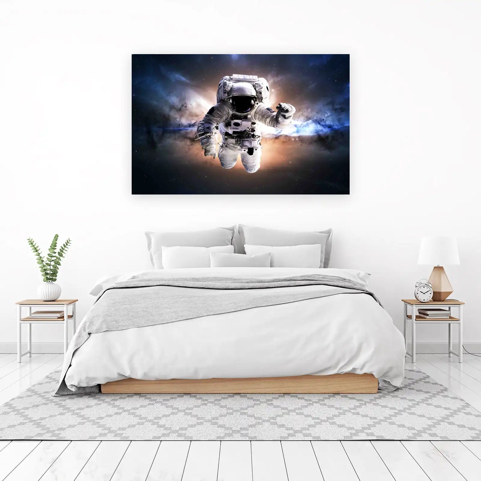 Astronaut in Space Nebula Wall Art