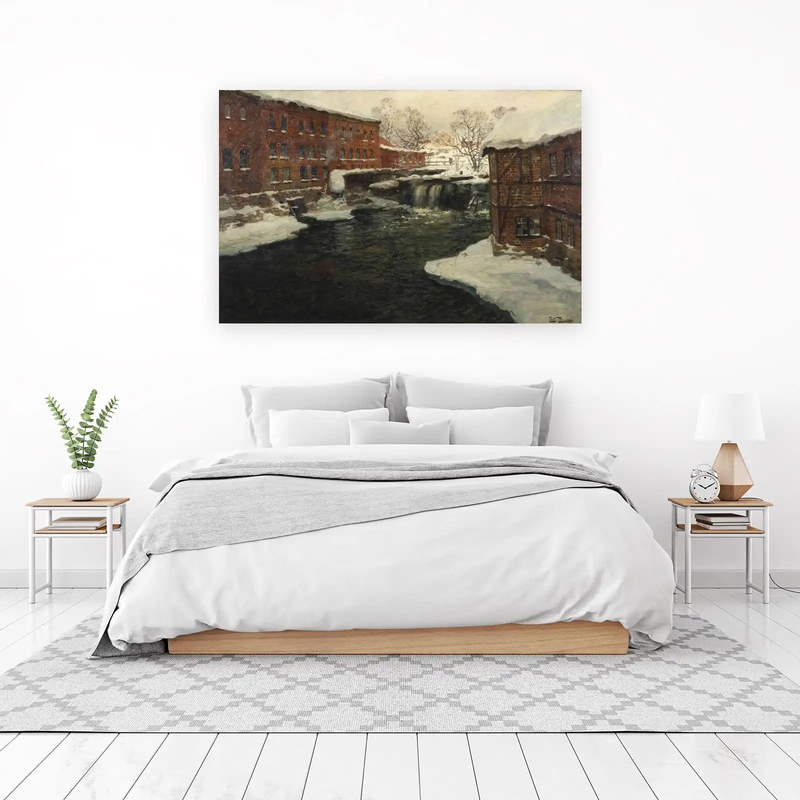 Cozy Winter Mill Waterfall Wall Art