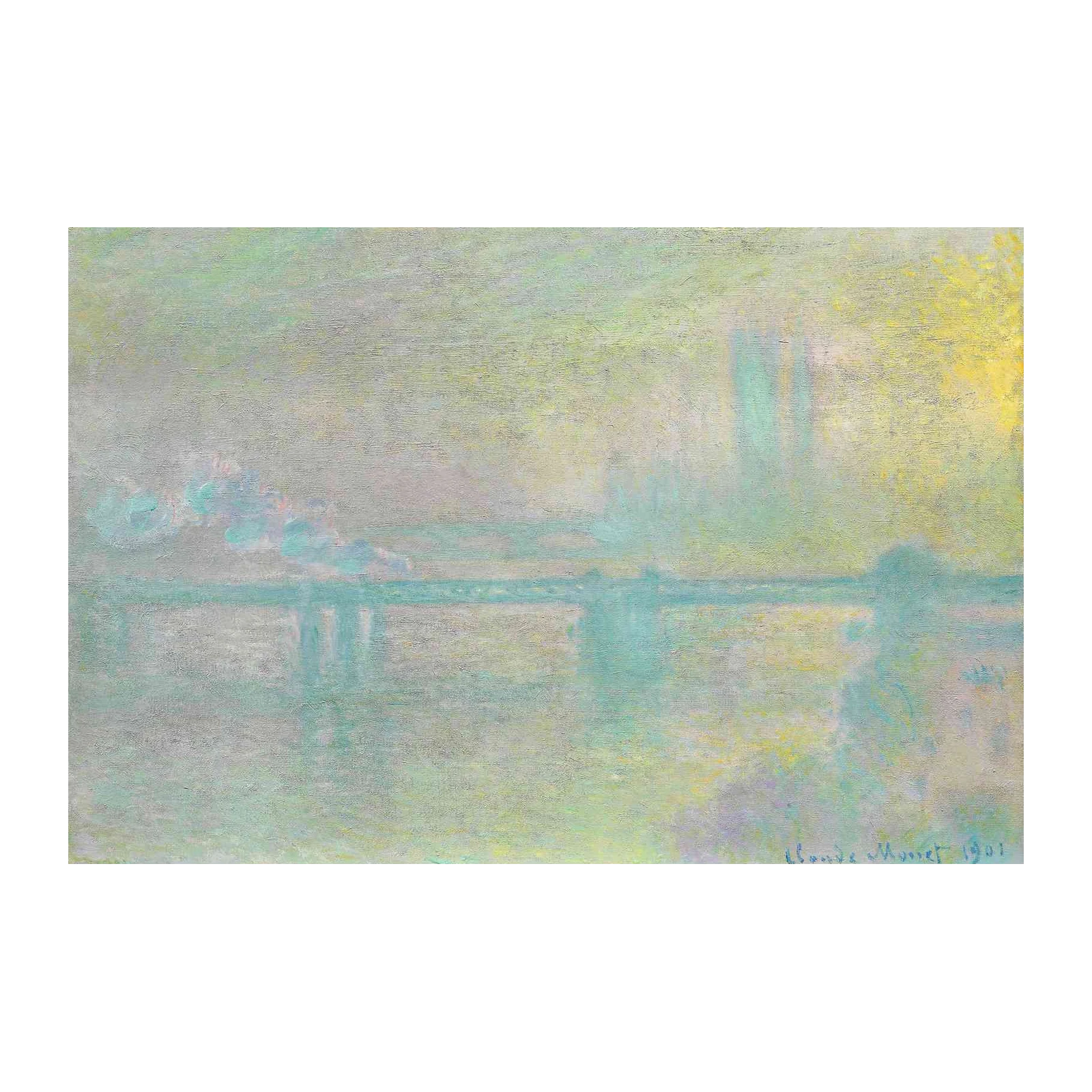 Serene Misty Bridge Claude Monet Style Wall Art