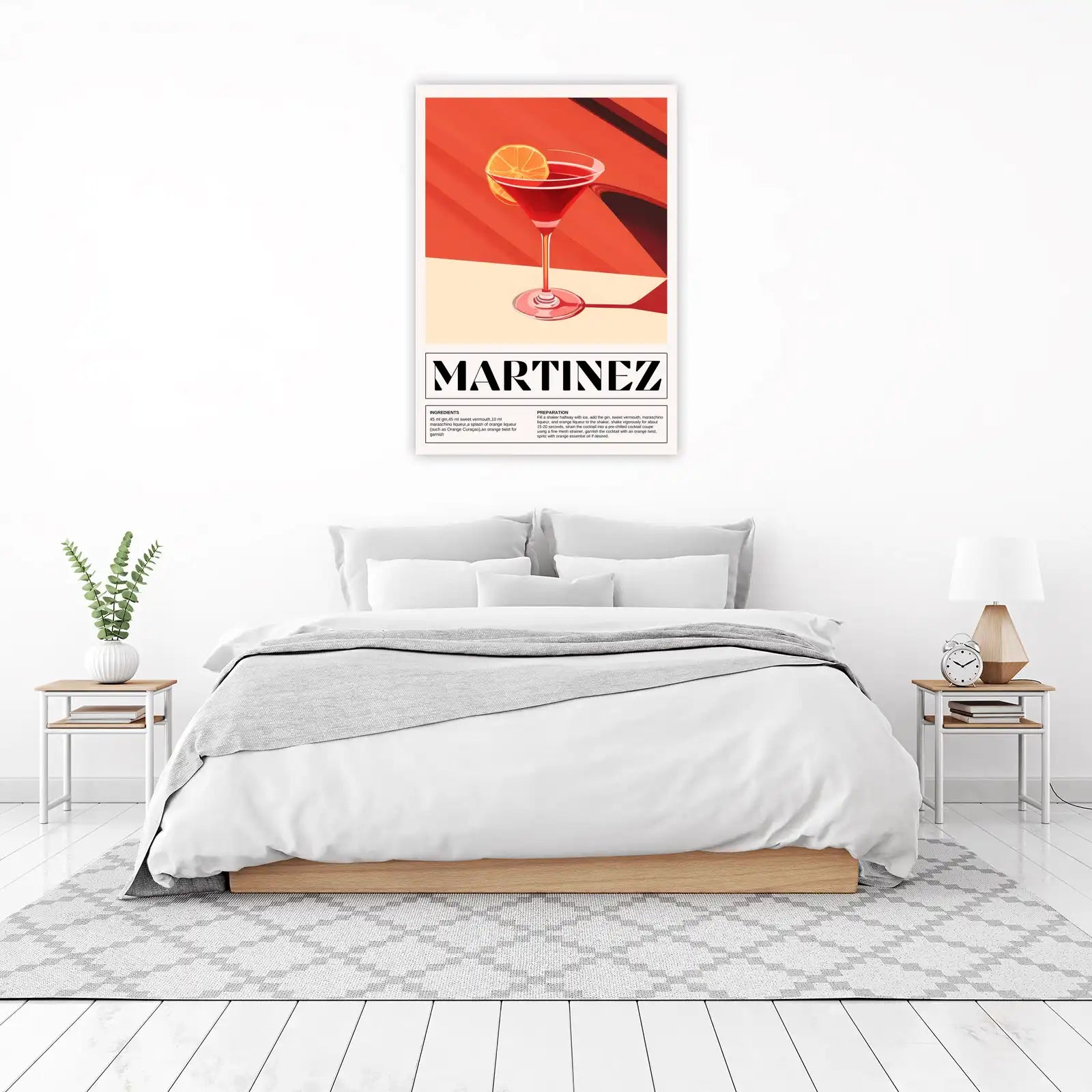 Vintage "Martinez" Cocktail Recipe Wall Art