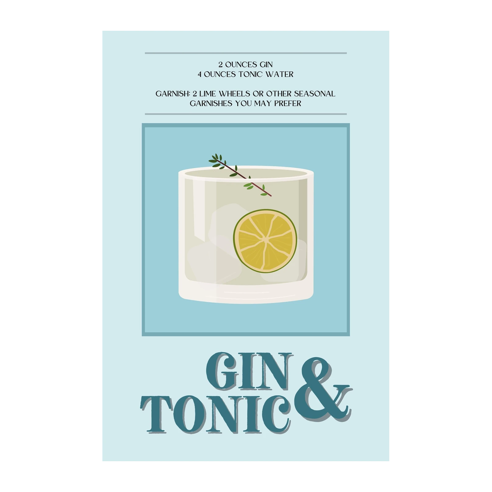 Classic Gin & Tonic Recipe Wall Art