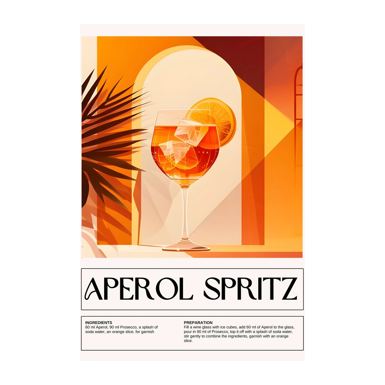 Vibrant Aperol Spritz Drink Art Wall Art