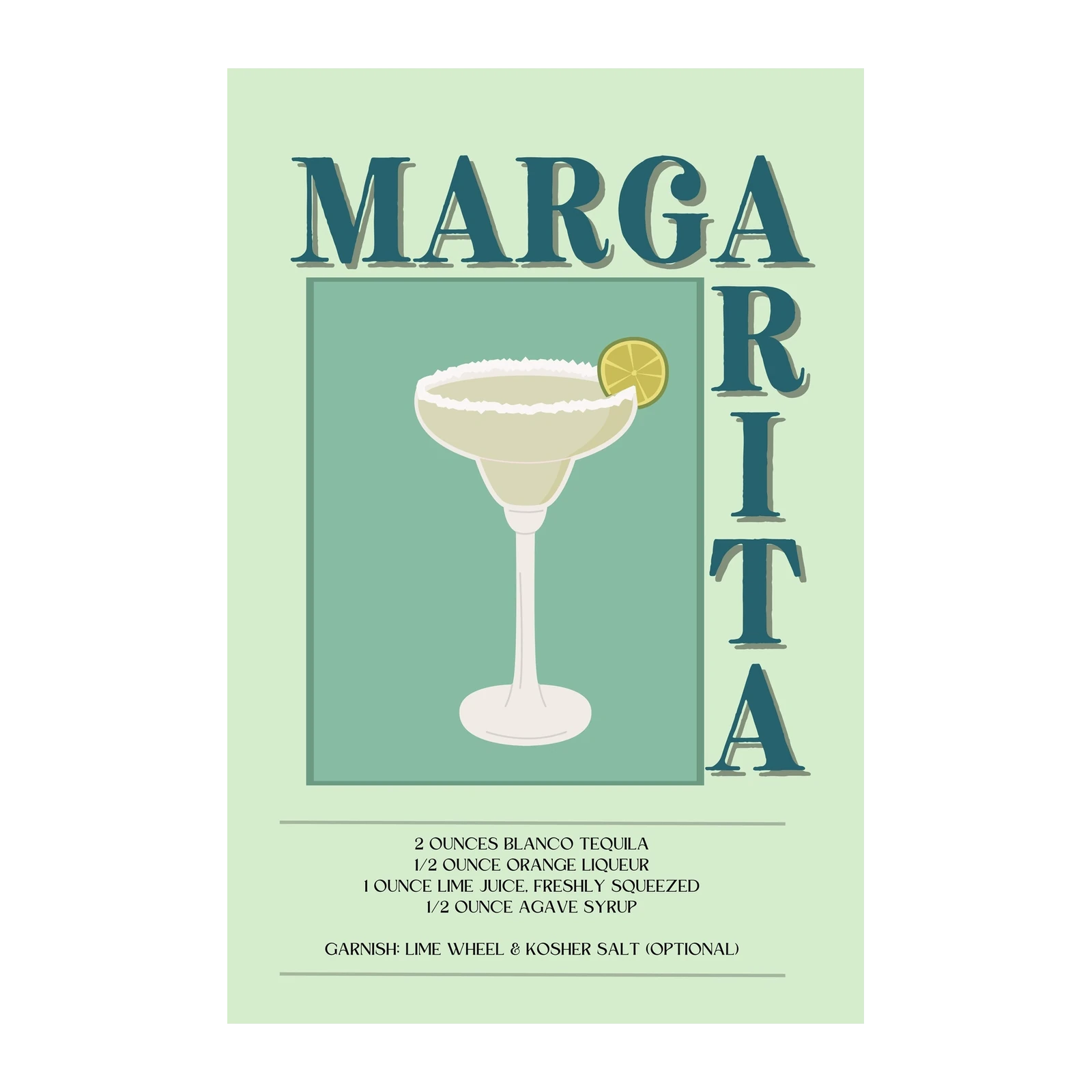 Margarita Recipe Cocktail Art Wall Art