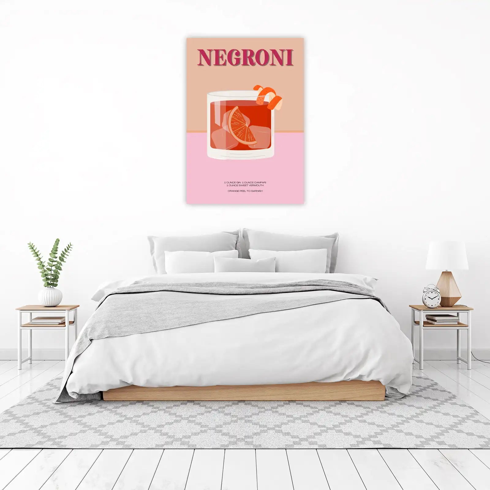 Retro Negroni Cocktail Recipe Wall Art