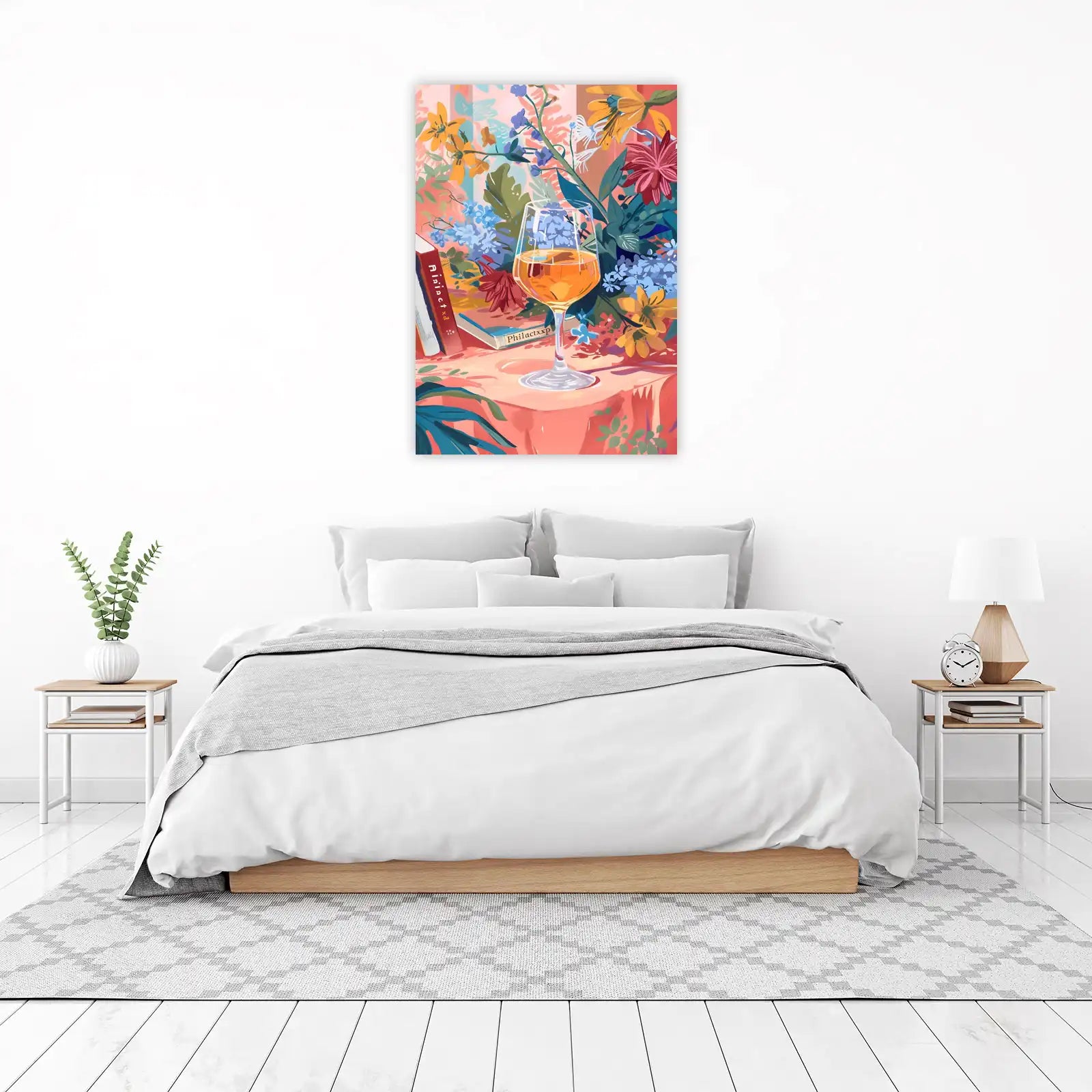 Vibrant Wine & Flowers Wall Art