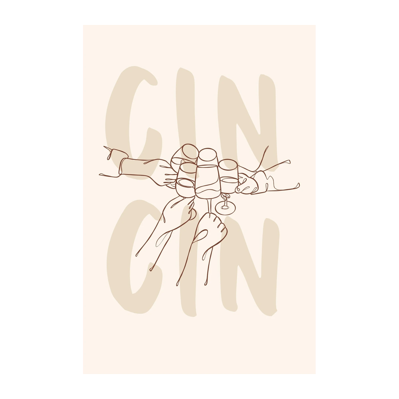 Cheers to Gin Abstract Line Art Wall Art