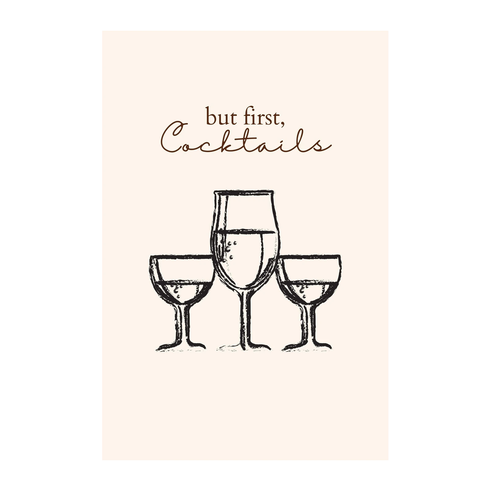 But First Cocktails Sketch Wine Glass Wall Art