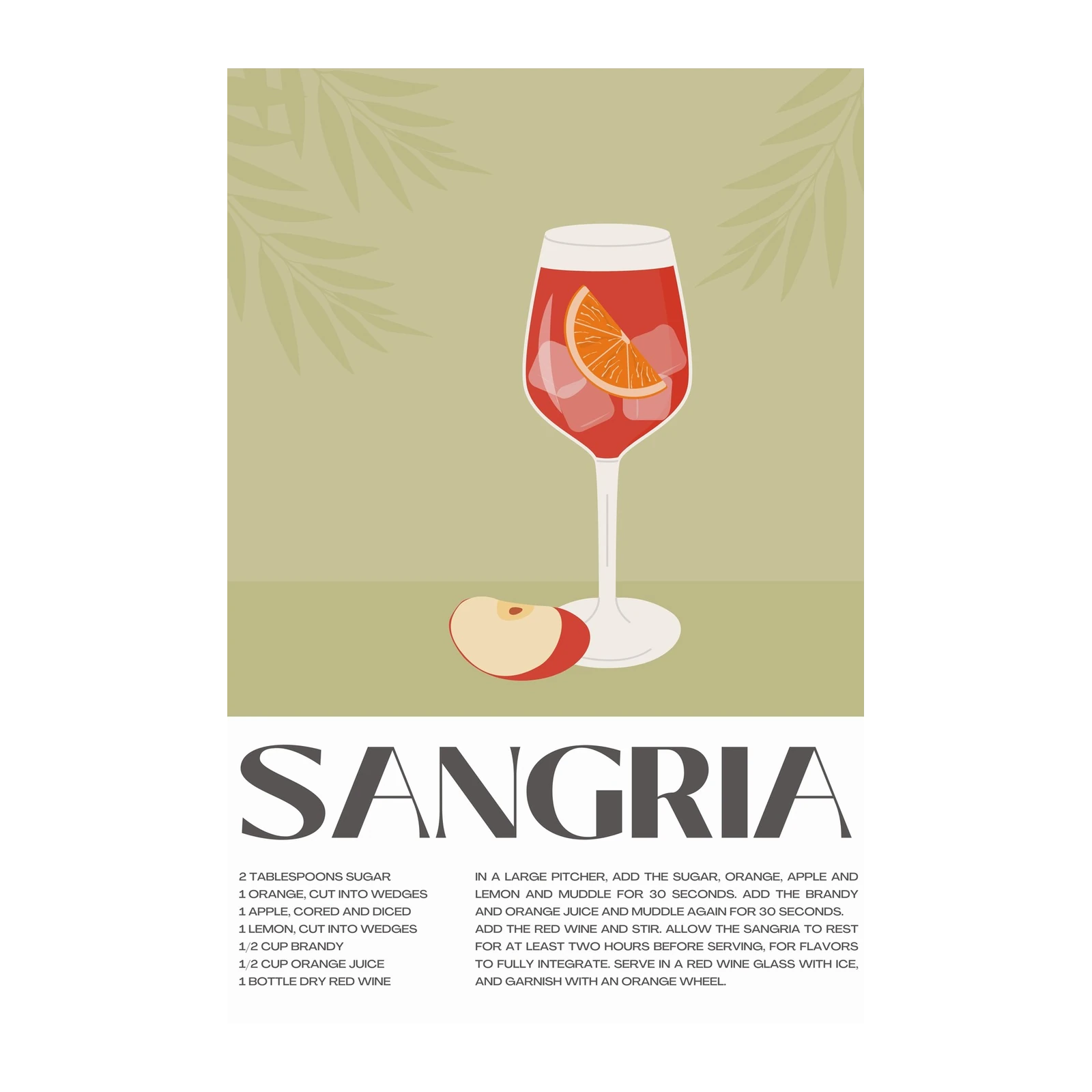 Refreshing Sangria Recipe Minimalist Wall Art