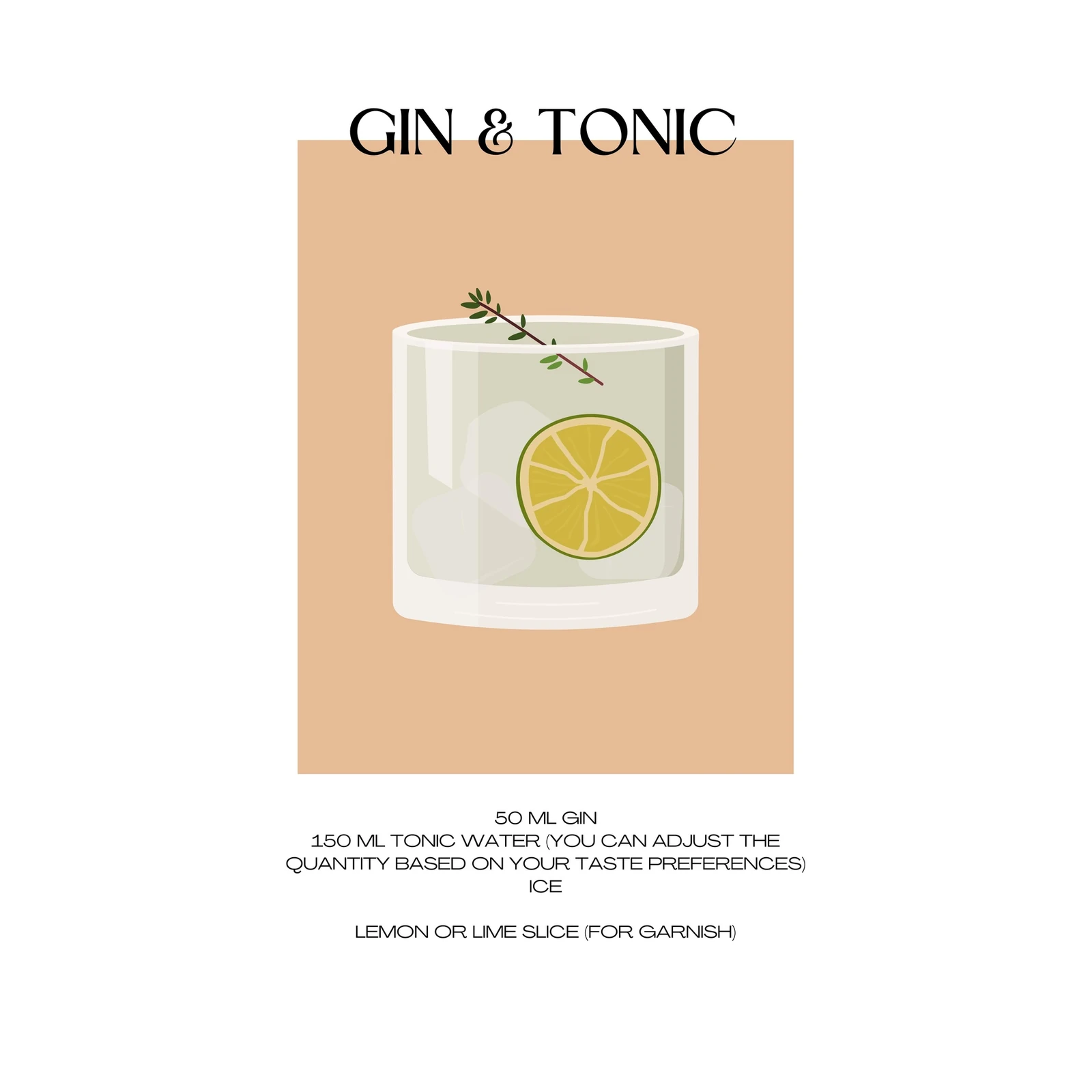 Classic Gin & Tonic Recipe Wall Art