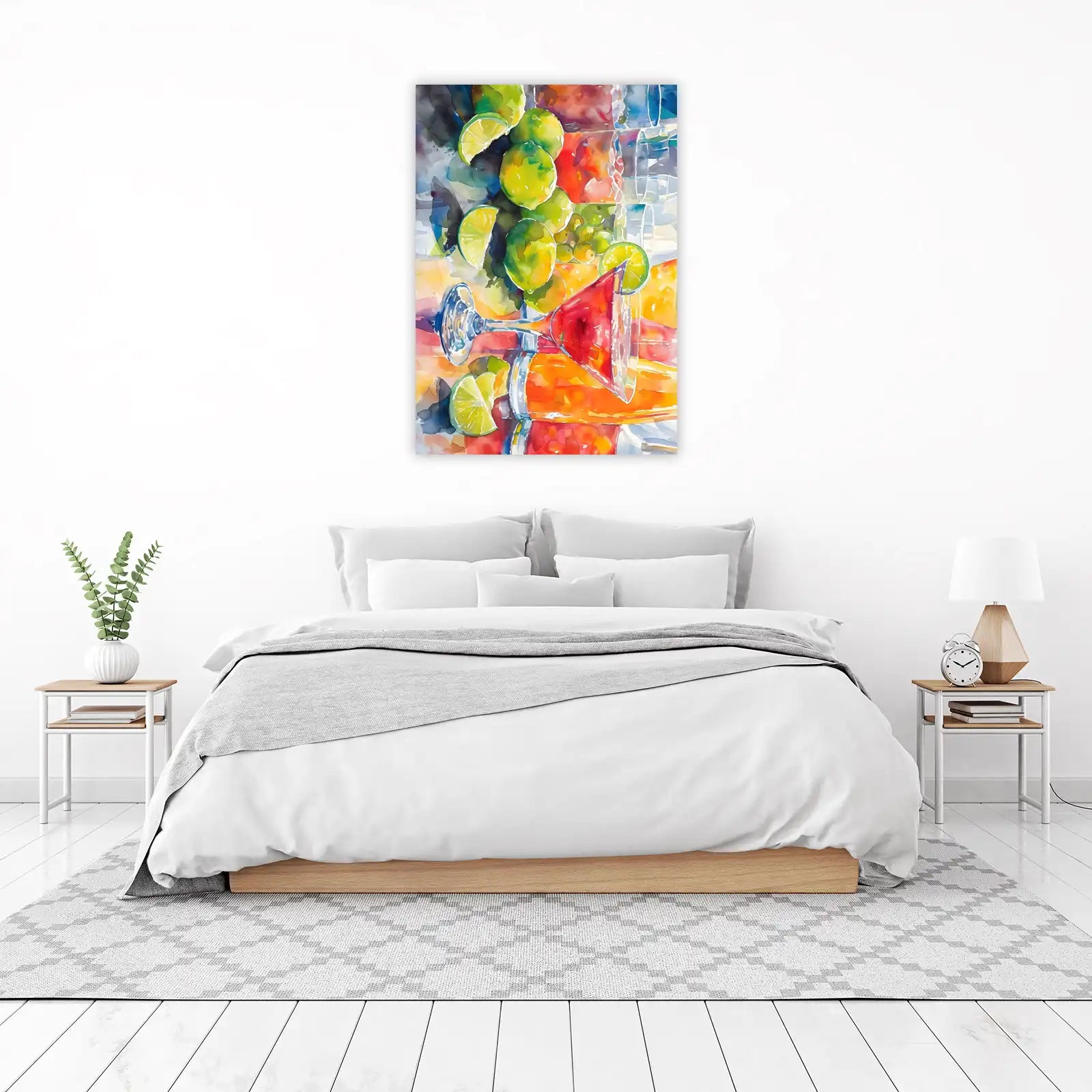 Vibrant Citrus Cocktail Watercolor Wall Art